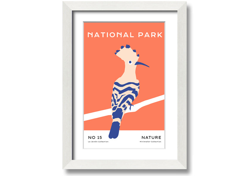 Framed print of a National Park Bird, showcasing vibrant colors and intricate details, available in various frame colors.