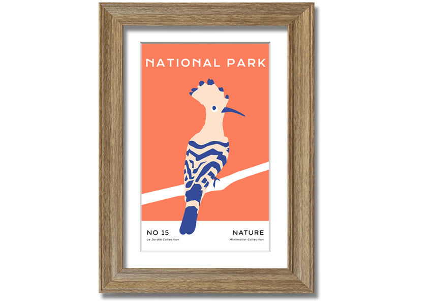 Framed print of a National Park Bird, showcasing vibrant colors and intricate details, available in various frame colors.