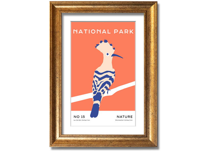 Framed print of a National Park Bird, showcasing vibrant colors and intricate details, available in various frame colors.