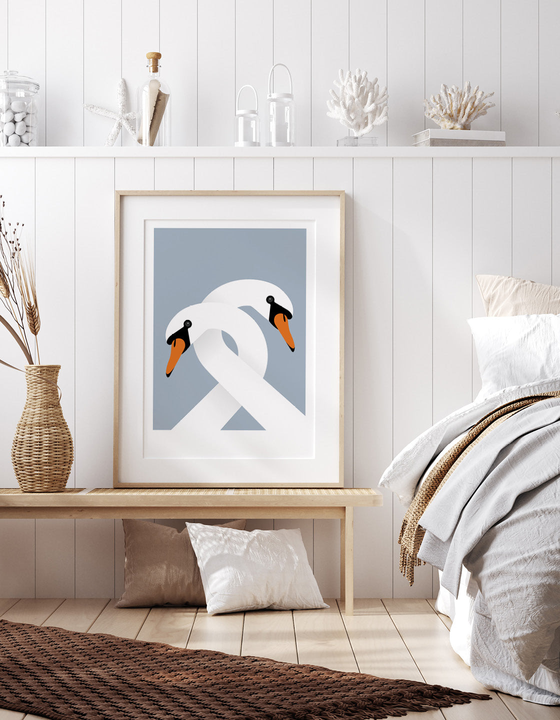 A pair of elegant necking swans symbolizing love and unity, beautifully crafted for home decor.