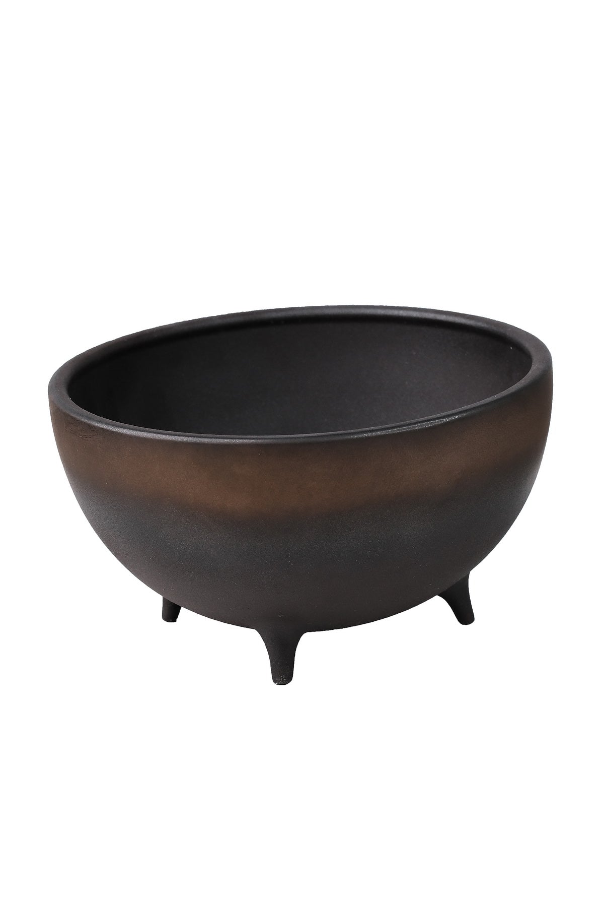 New Modern ceramic globe shape bowl OTA08BB featuring a bronze layer fading to black, crafted from high-end Chinese pottery.