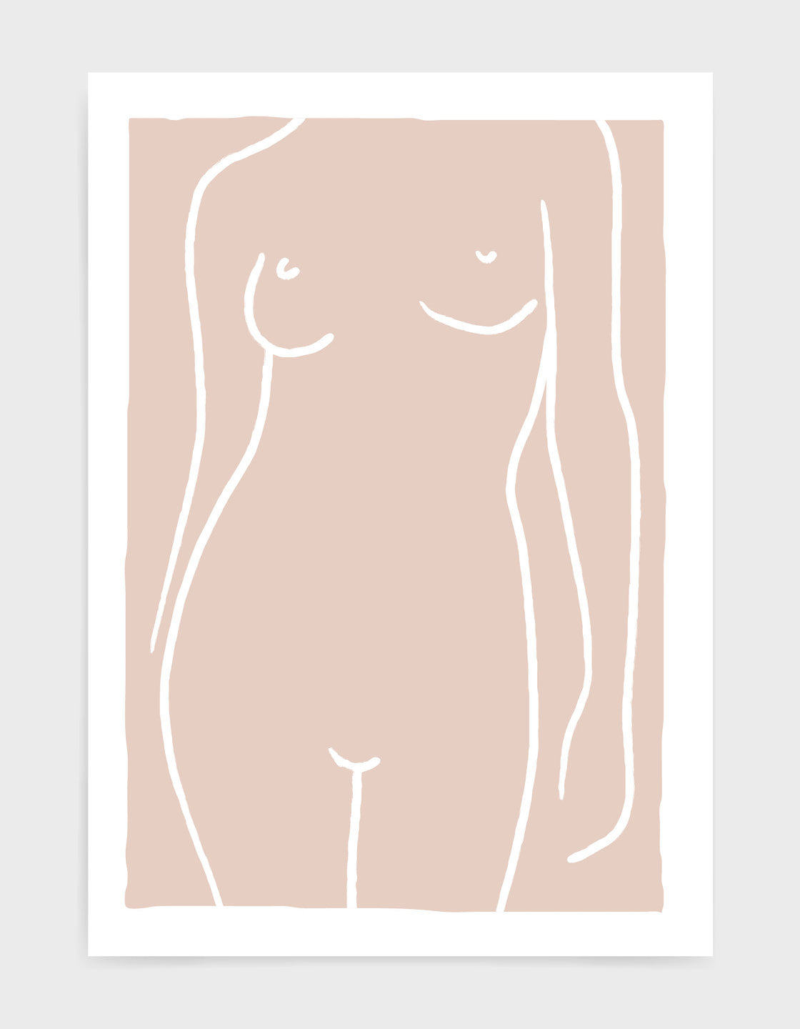 A minimalist line drawing of a nude woman, showcasing elegant curves and simplicity, perfect for modern home decor.