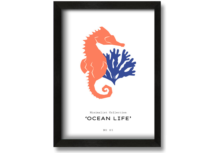 A beautifully framed print of ocean life, showcasing vibrant marine colors and intricate details, ready to hang.