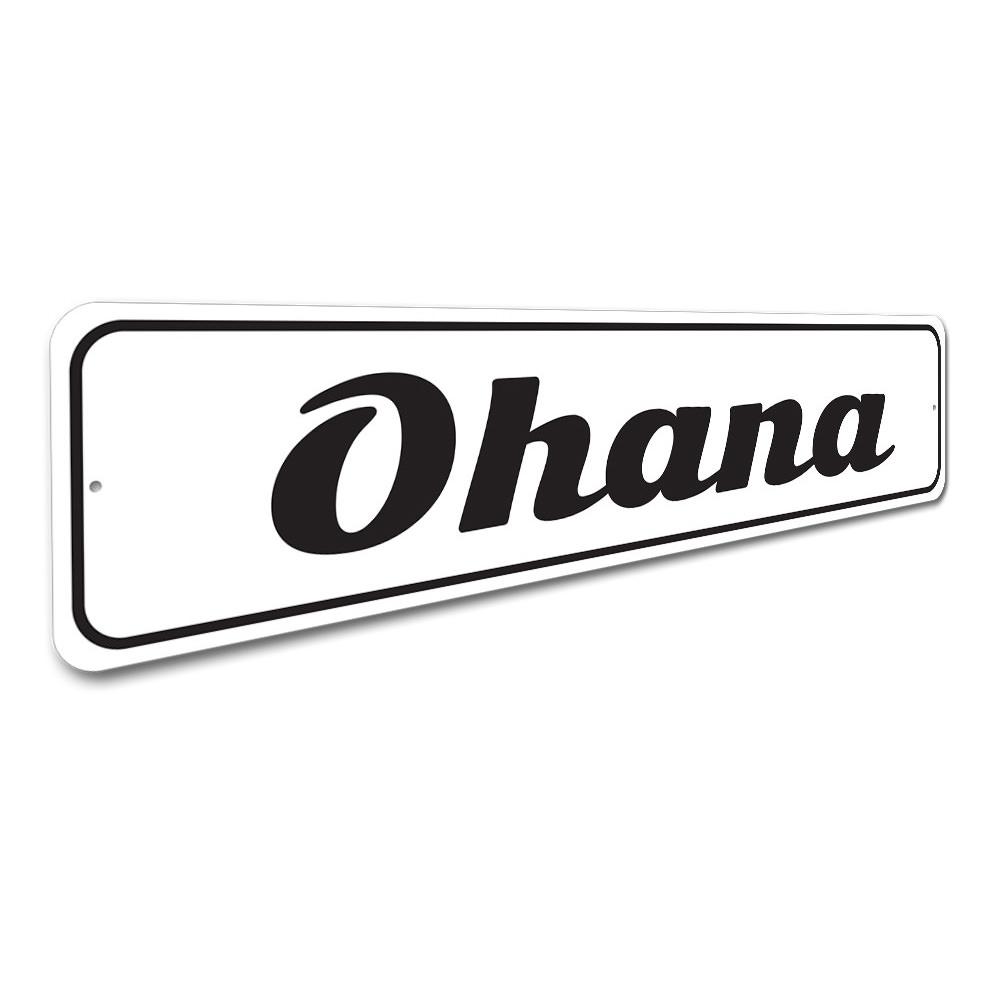 Customizable Ohana Sign made of high-quality aluminum, featuring a warm design perfect for home decor.