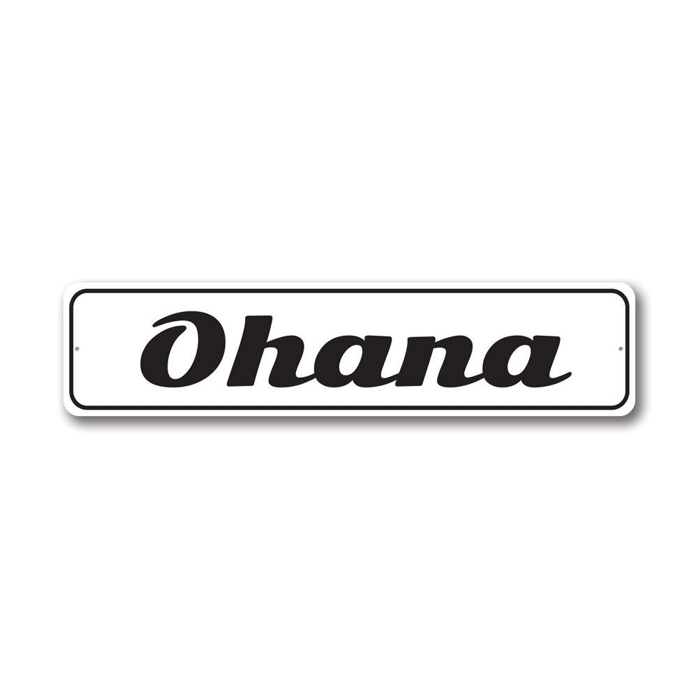 Customizable Ohana Sign made of high-quality aluminum, featuring a warm design perfect for home decor.