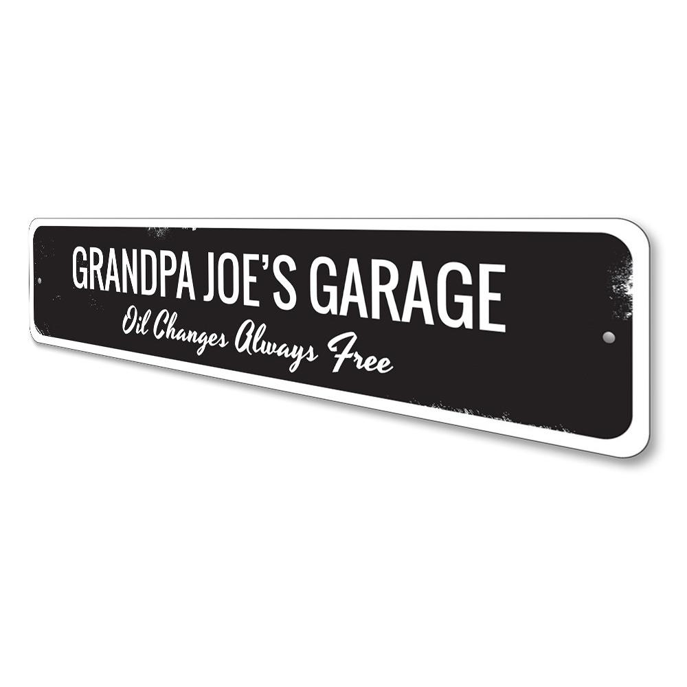 Oil Changes Always Free Sign made of high-quality aluminum, featuring customizable text, perfect for garages or man caves.