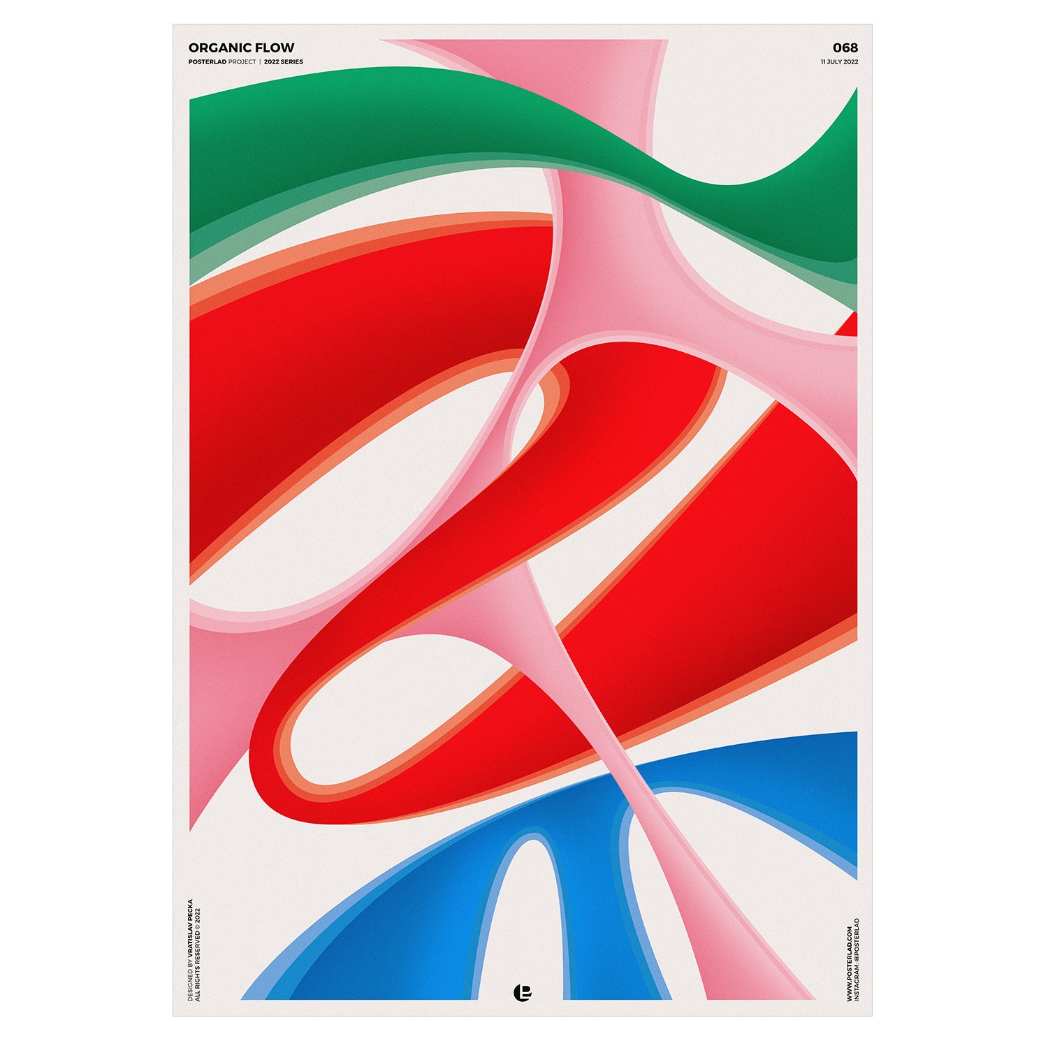 A vibrant Organic Flow poster featuring colorful abstract designs on thick matte paper, perfect for home or office decor.