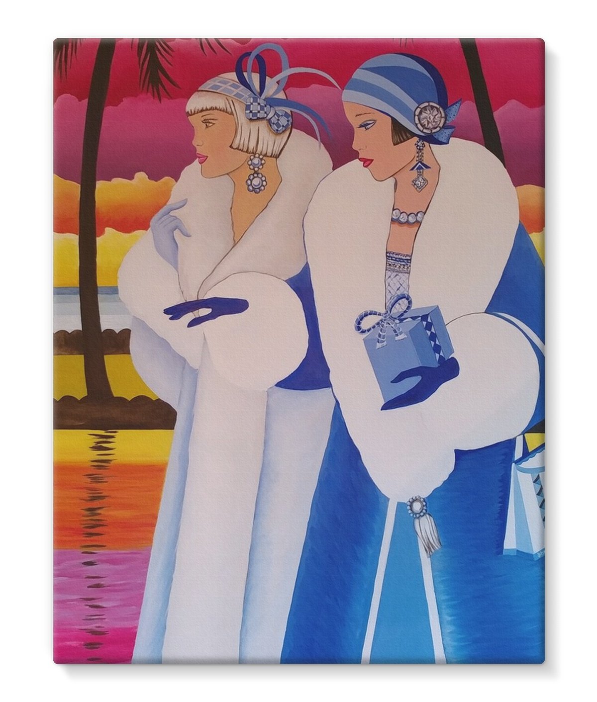 Palm Beach Blue Canvas Lite artwork on a gallery wrapped canvas, showcasing vibrant blue hues and intricate details.