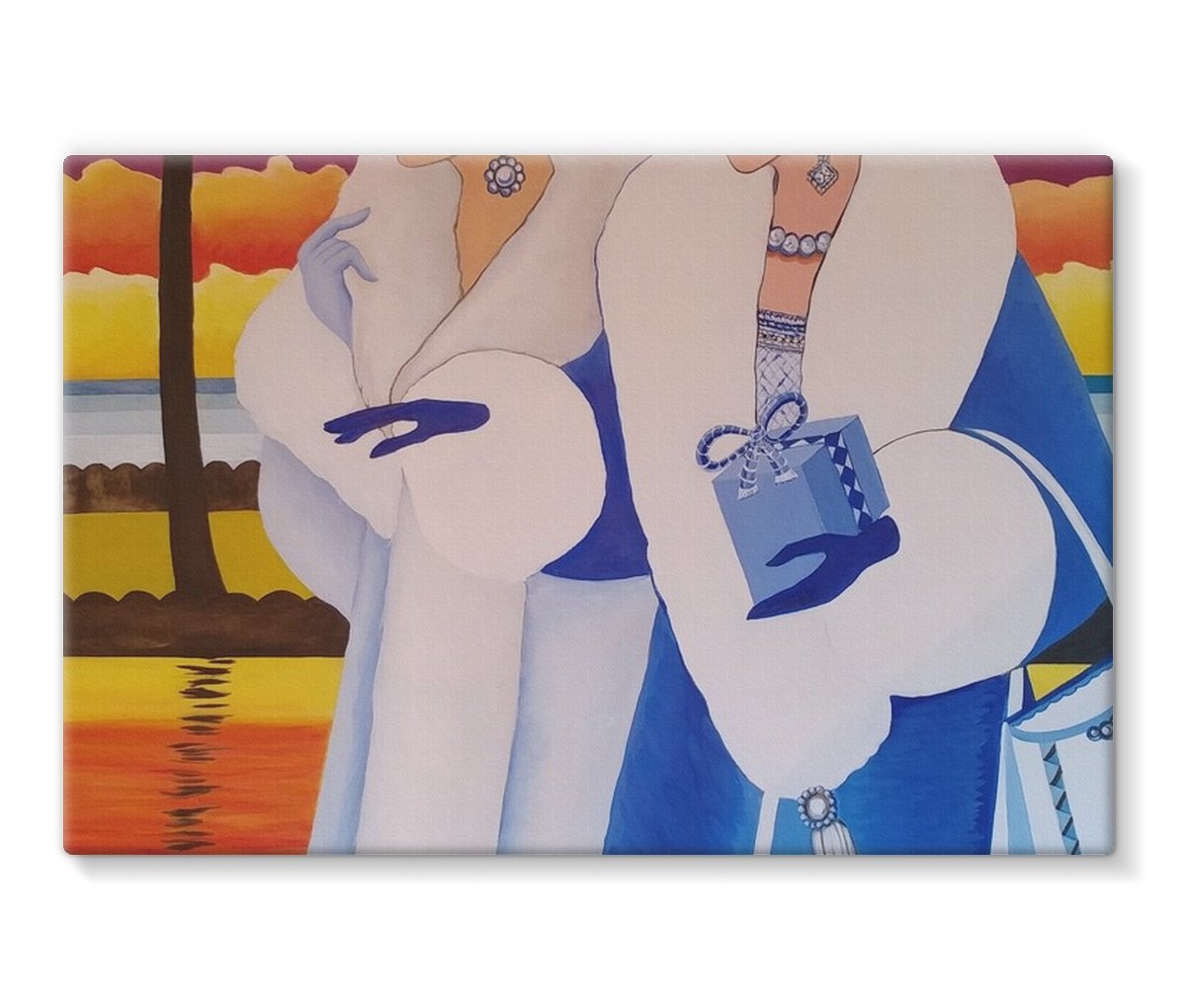 Palm Beach Blue Canvas Lite artwork on a gallery wrapped canvas, showcasing vibrant blue hues and intricate details.