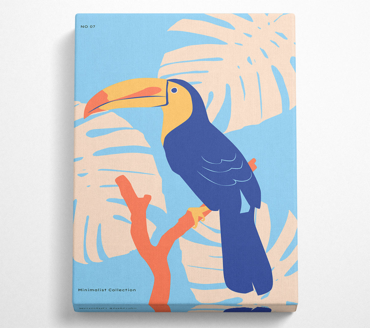 Vibrant Paradise Toucan artwork printed on coated polyester canvas, mounted on a sturdy 44mm box frame, ready to hang.