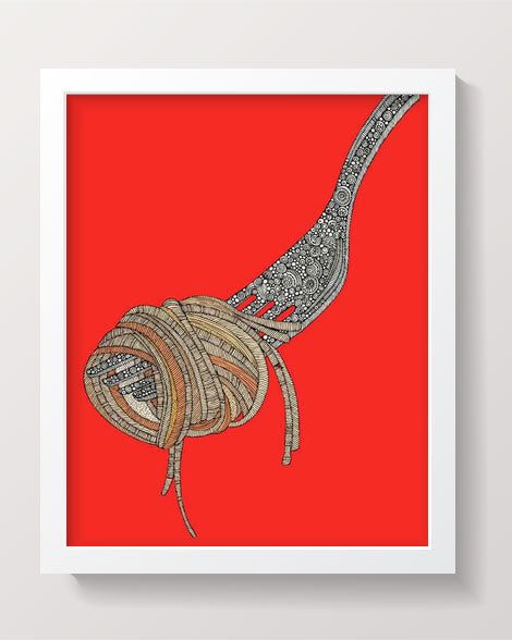 A vibrant 8x10 pasta artwork print on photographic paper, showcasing intricate details and colors.