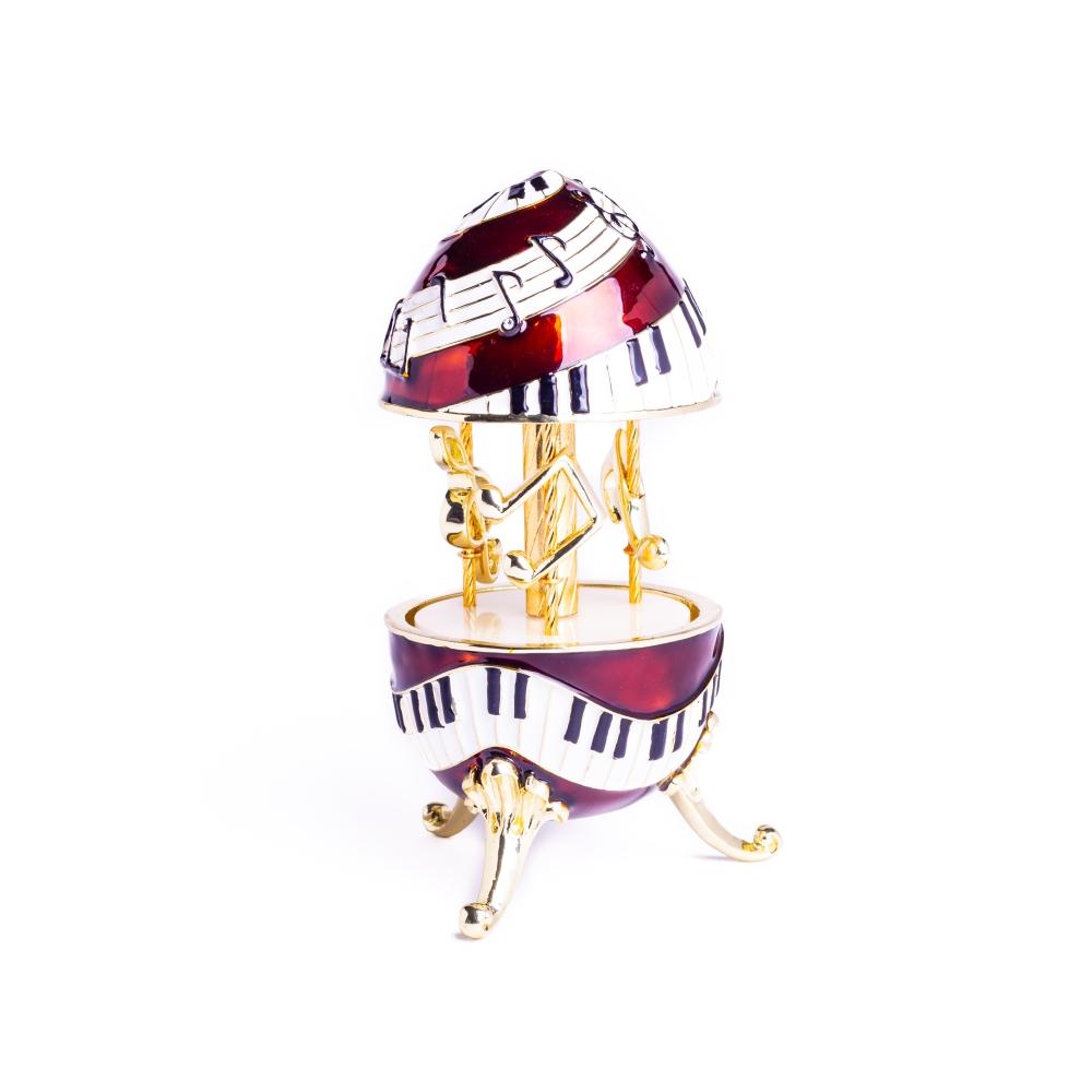 Piano Musical Carousel trinket box with music clef and Austrian crystals, elegantly designed and handmade by Keren Kopal.