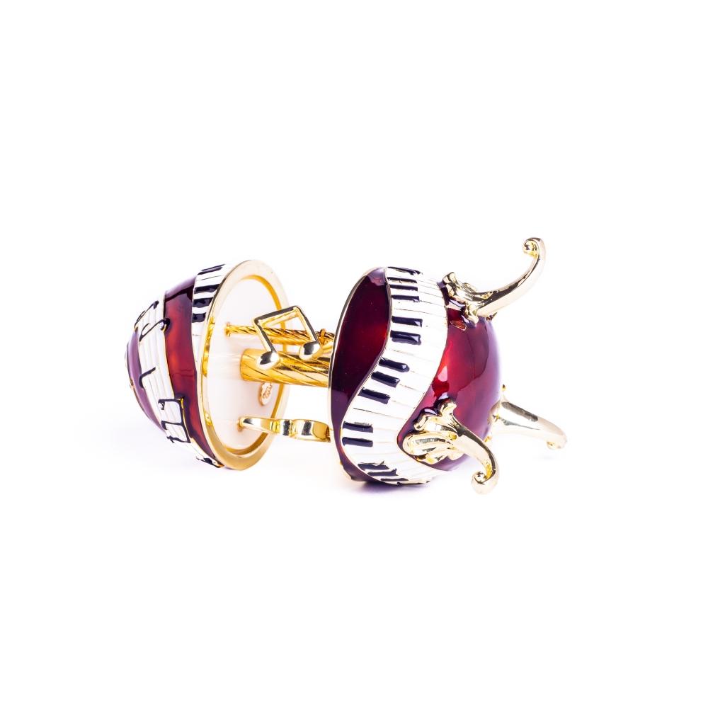 Piano Musical Carousel trinket box with music clef and Austrian crystals, elegantly designed and handmade by Keren Kopal.