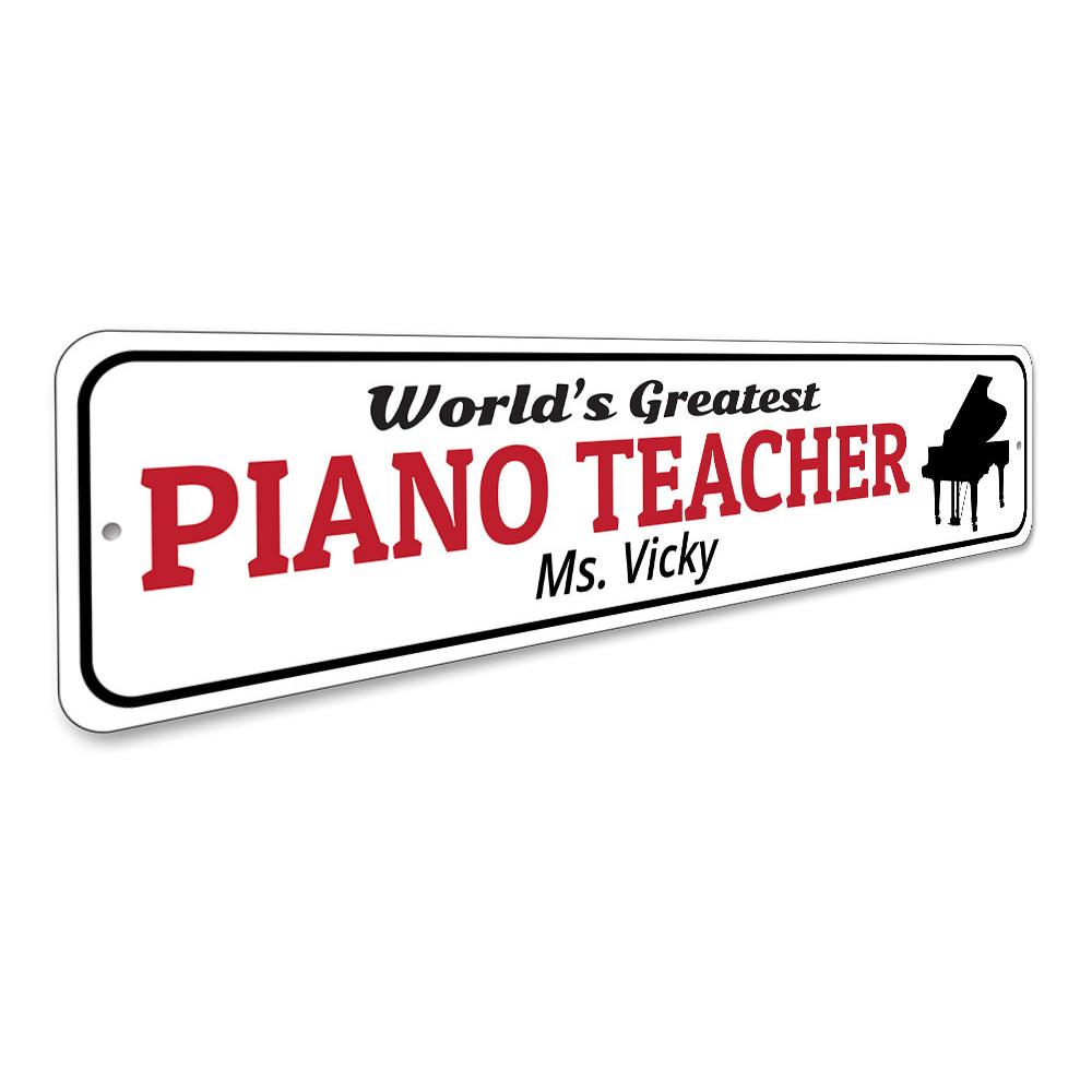 Customizable Piano Teacher Sign made of high-quality aluminum, featuring elegant design suitable for music lovers.