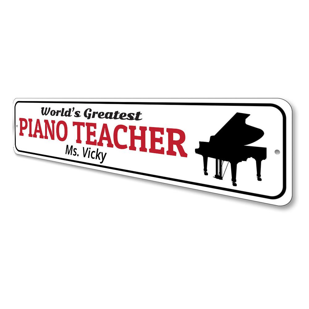 Customizable Piano Teacher Sign made of high-quality aluminum, featuring elegant design suitable for music lovers.