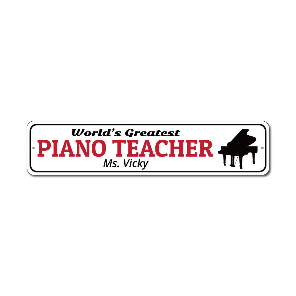 Customizable Piano Teacher Sign made of high-quality aluminum, featuring elegant design suitable for music lovers.