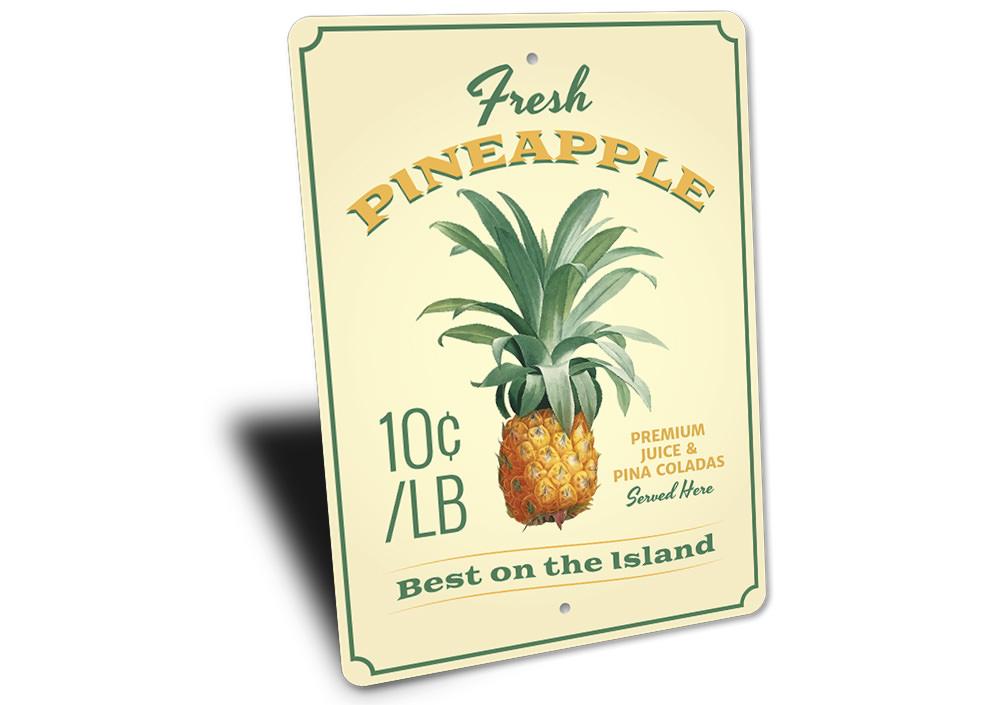 A vibrant Pineapple Sign made of high-quality aluminum, featuring a colorful design perfect for decoration.