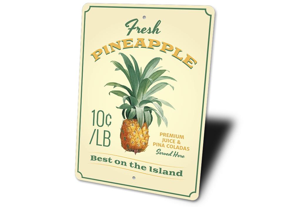 A vibrant Pineapple Sign made of high-quality aluminum, featuring a colorful design perfect for decoration.