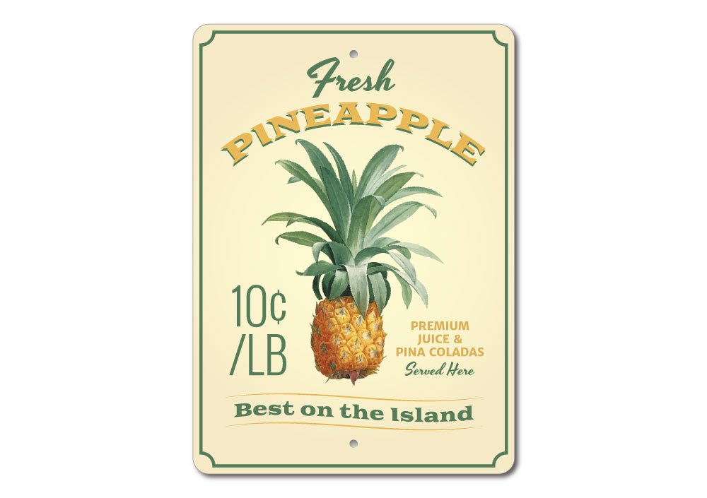 A vibrant Pineapple Sign made of high-quality aluminum, featuring a colorful design perfect for decoration.
