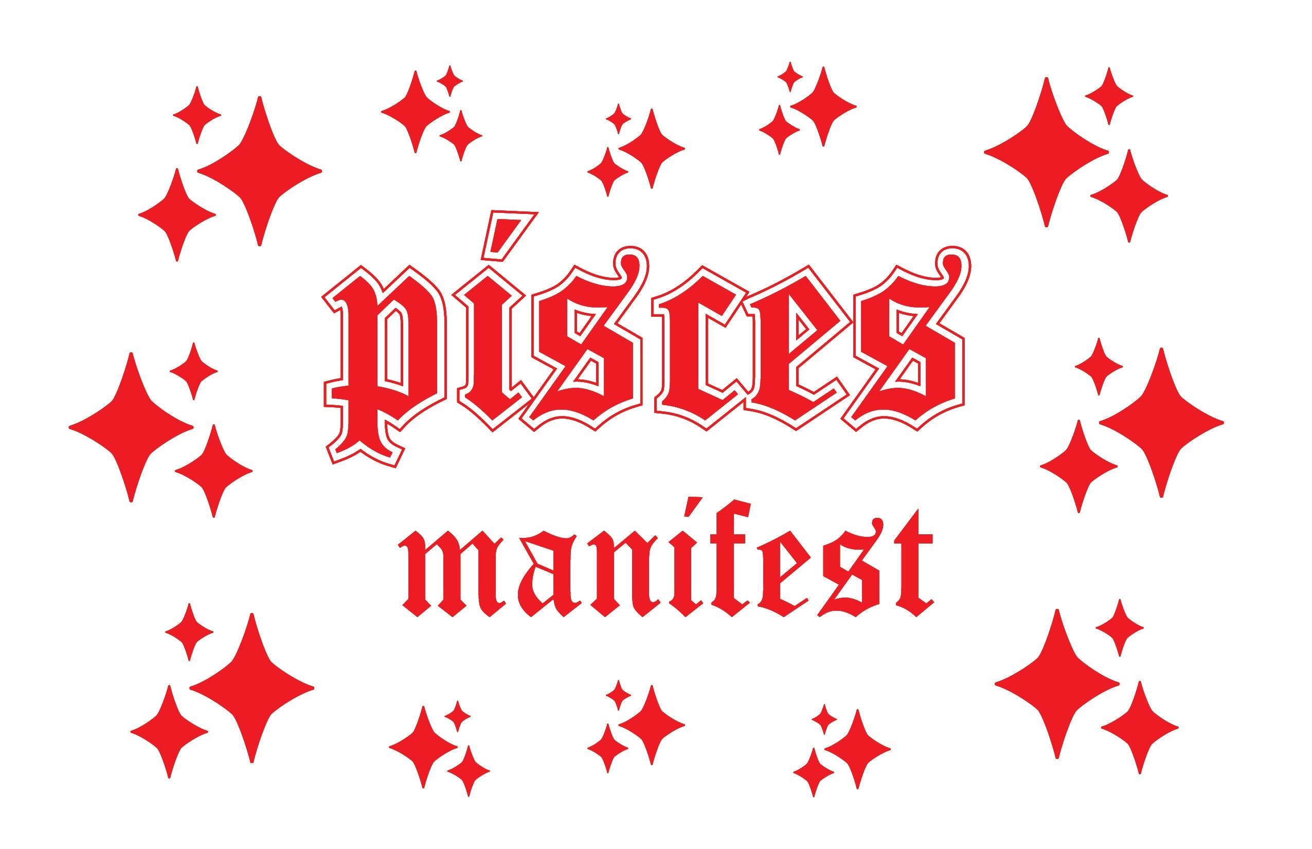 A collection of 14 Pisces Horoscope mirror stickers on an 11x17 vinyl sheet, featuring whimsical designs and vibrant colors.