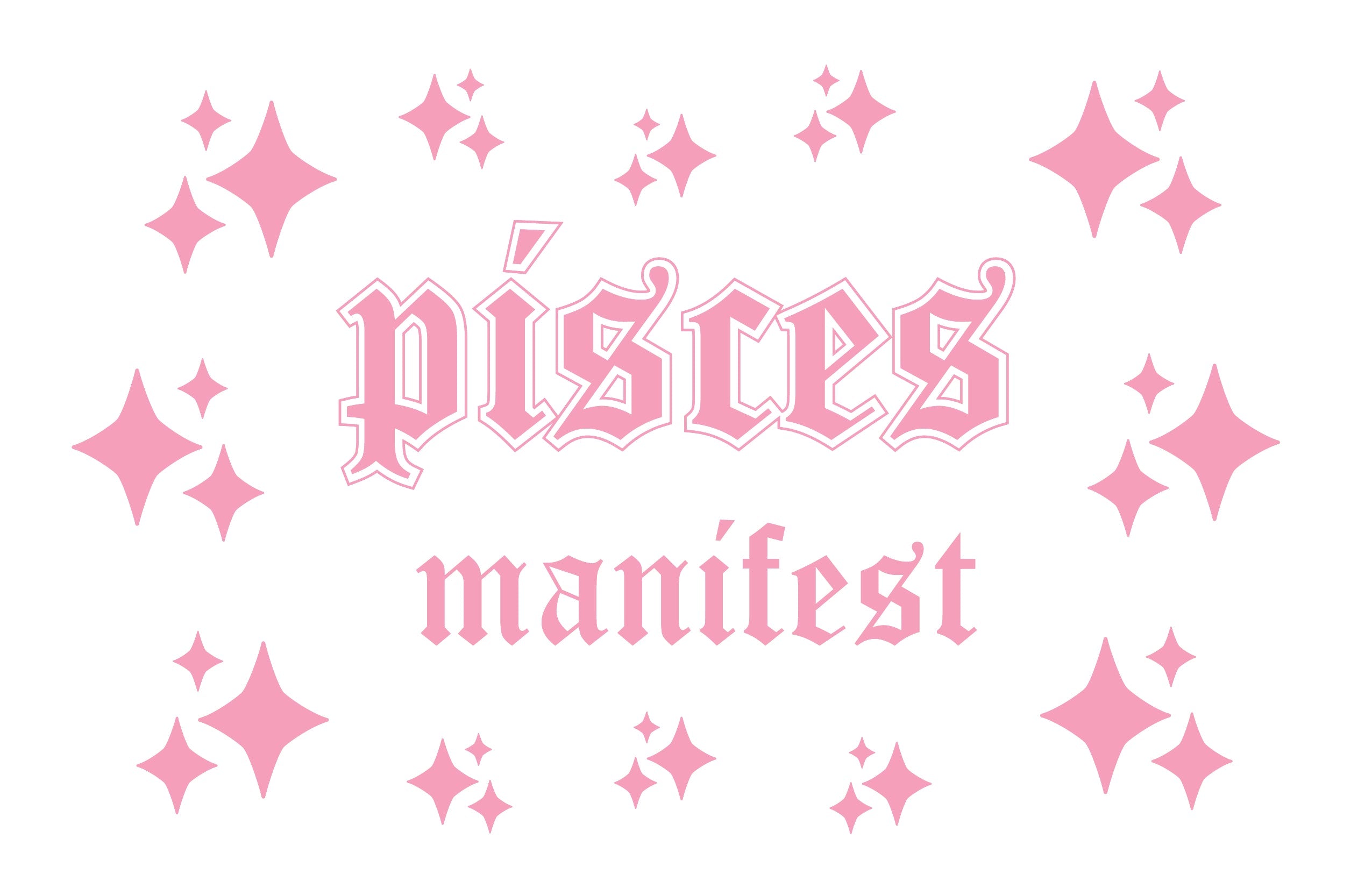 A collection of 14 Pisces Horoscope mirror stickers on an 11x17 vinyl sheet, featuring whimsical designs and vibrant colors.