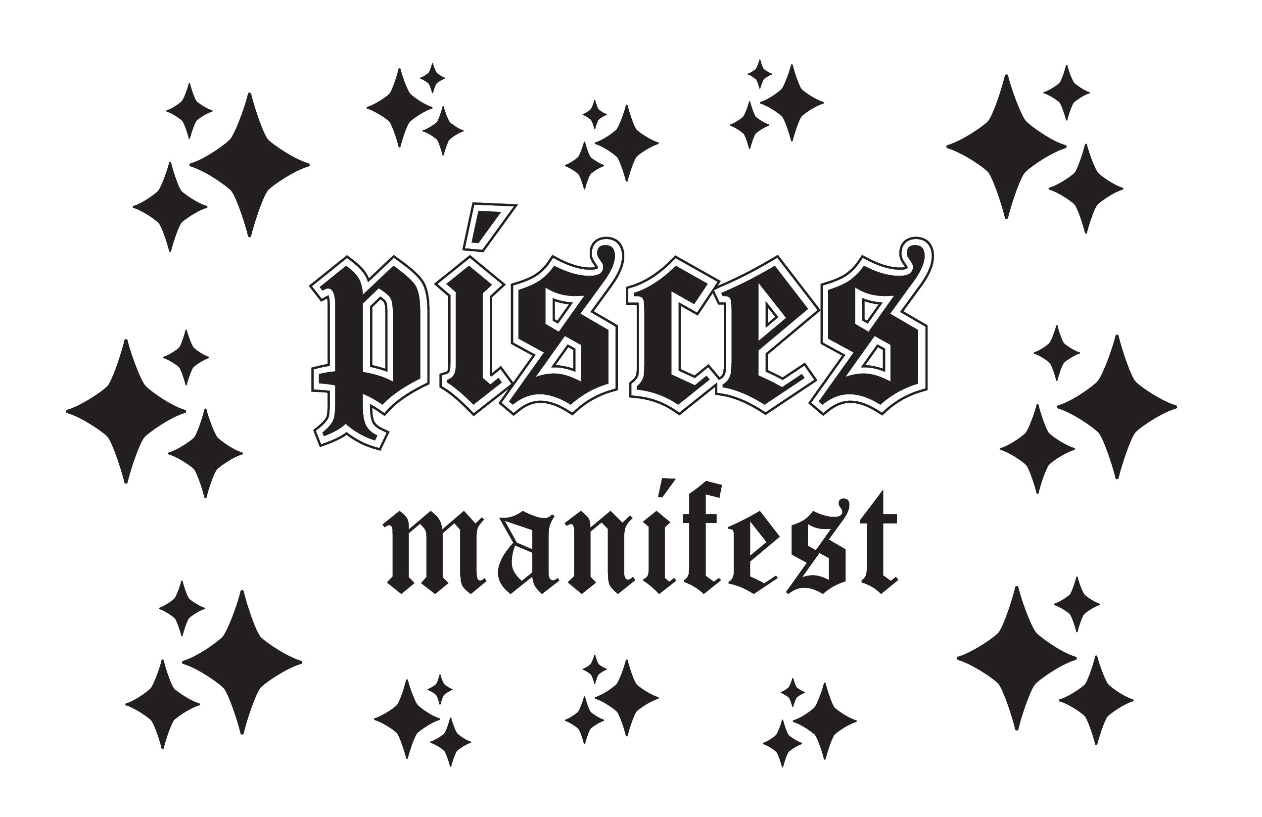 A collection of 14 Pisces Horoscope mirror stickers on an 11x17 vinyl sheet, featuring whimsical designs and vibrant colors.