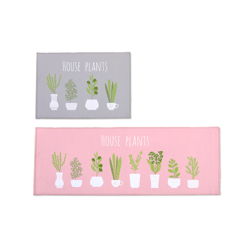 A stylish Plant Floor mat and Kitchen mat set, showcasing high-quality microfiber material with a non-slip design, perfect for home decor.