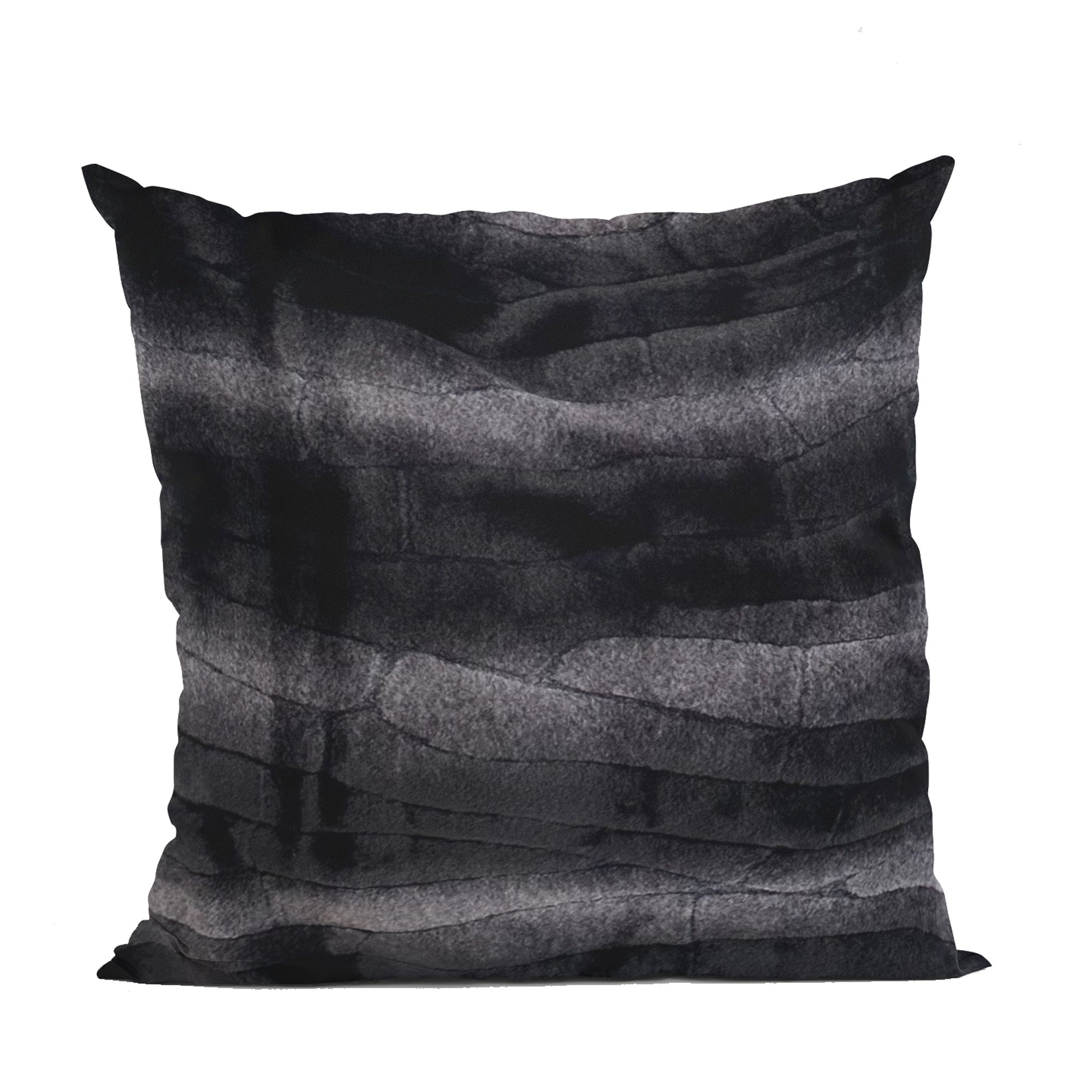 Plutus Black Graphite Faux Fur Luxury Throw Pillow showcasing its plush texture and elegant design.