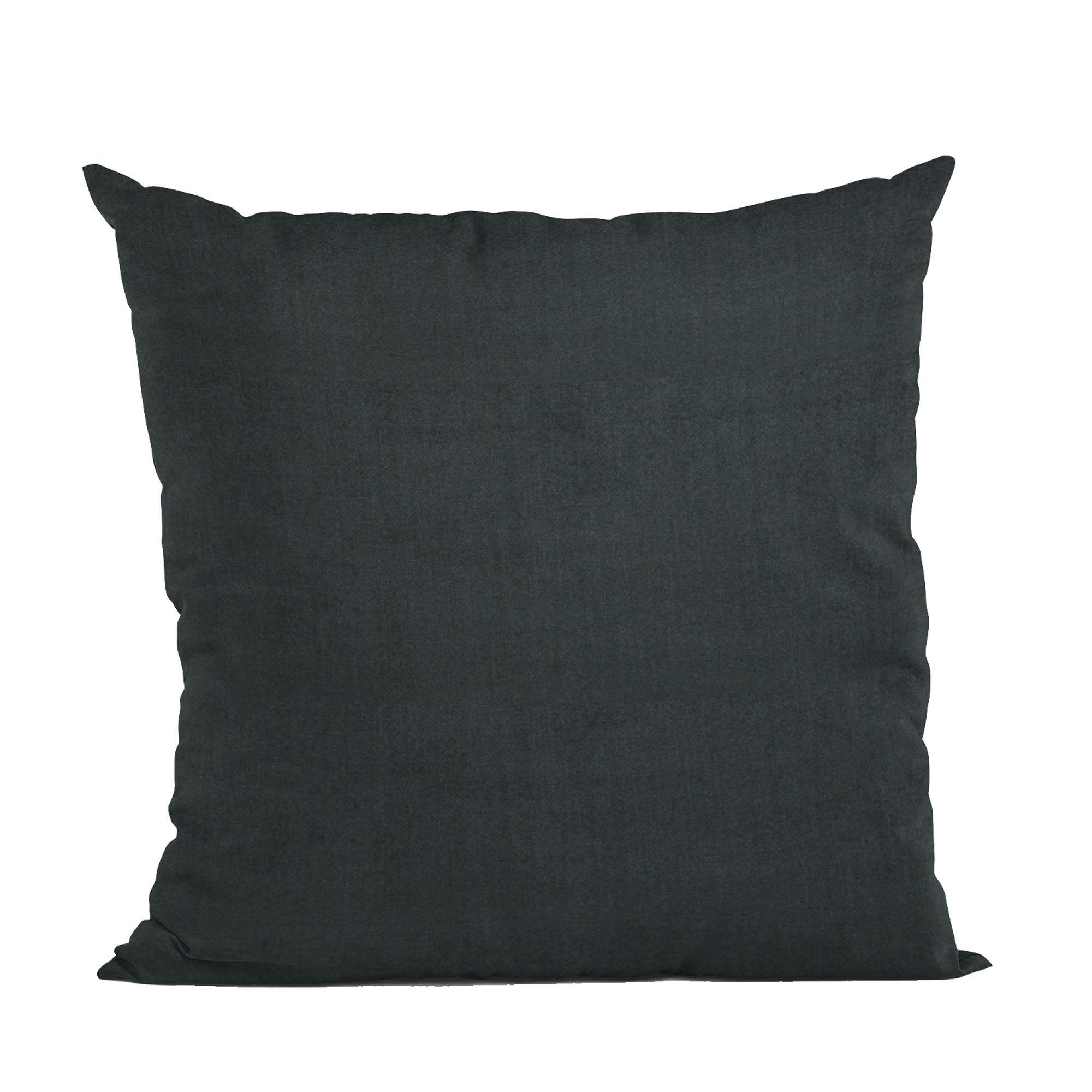 Plutus Black Solid Shiny Velvet Luxury Throw Pillow showcasing its luxurious shiny velvet texture and elegant design.