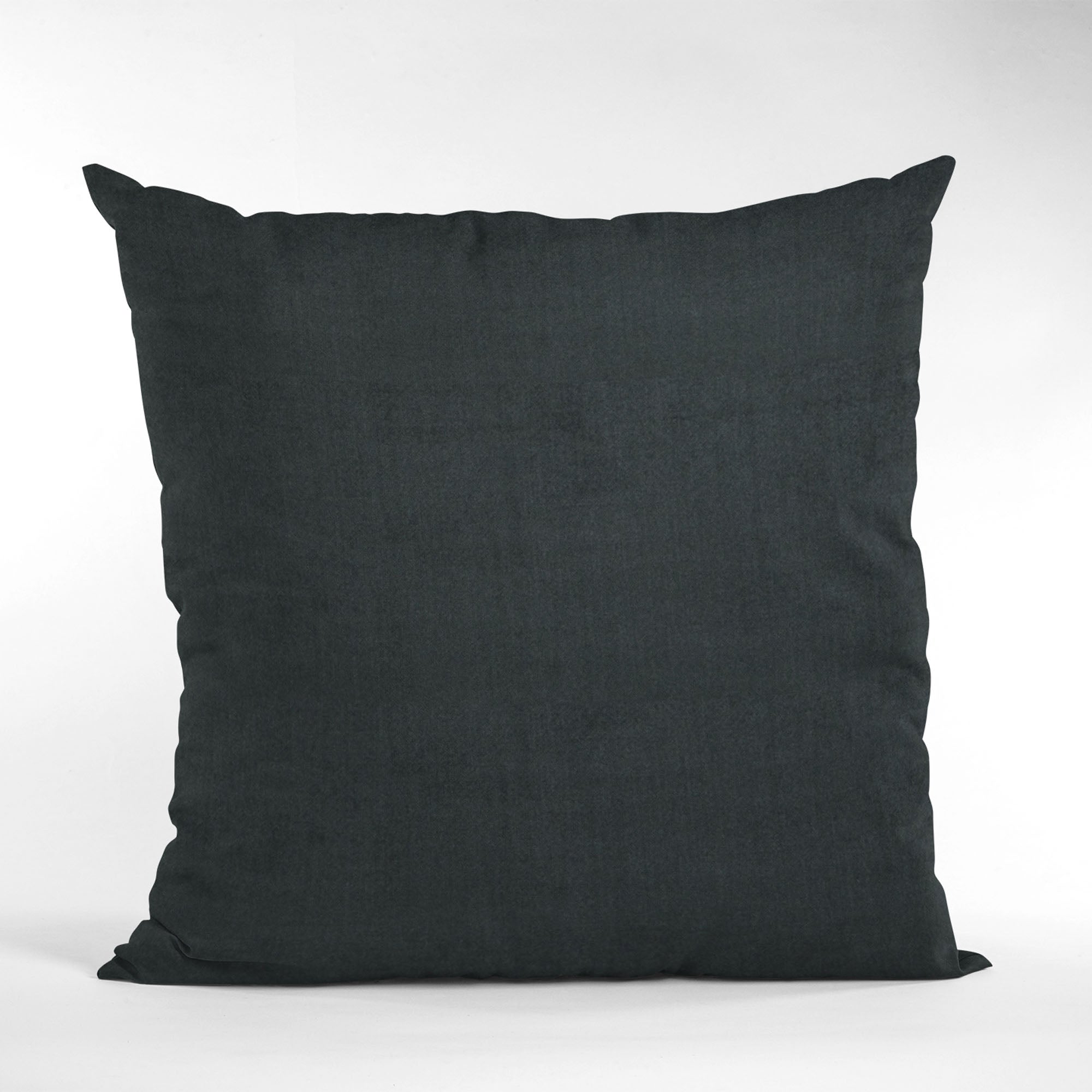 Plutus Black Solid Shiny Velvet Luxury Throw Pillow showcasing its luxurious shiny velvet texture and elegant design.