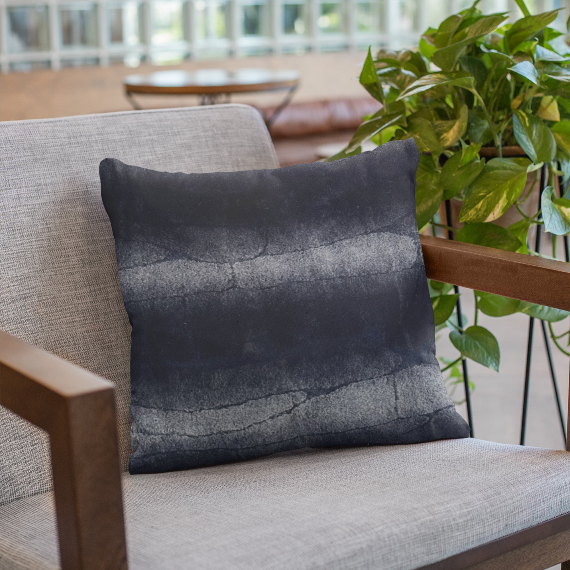 Plutus Blue Ink Faux Fur Luxury Throw Pillow showcasing its plush texture and elegant design.