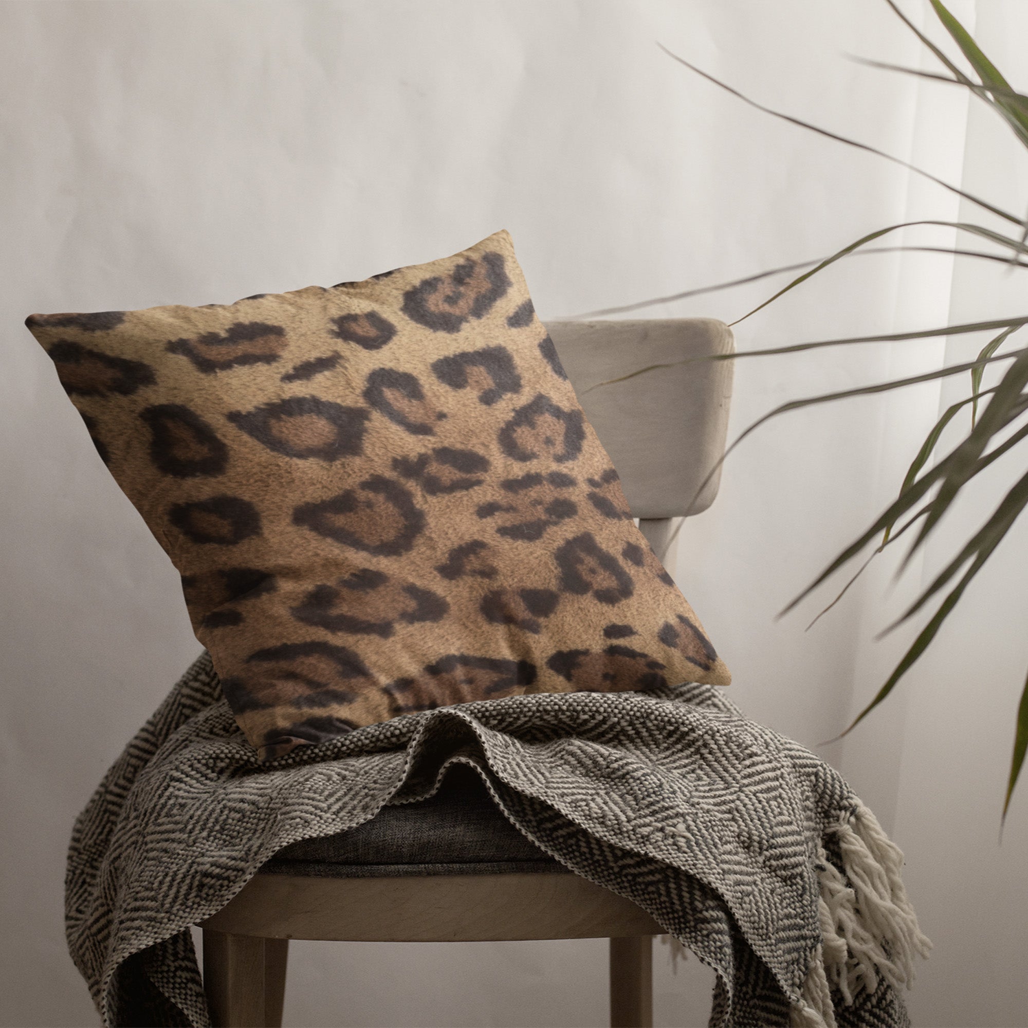 Plutus Brown Jaguar Animal Faux Fur Luxury Throw Pillow showcasing its rich brown color and luxurious faux fur texture, perfect for elegant home decor.