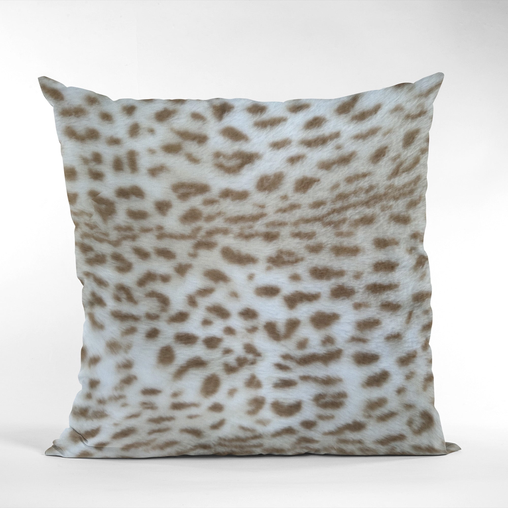 Plutus Brown Taupe Savannah Cat Faux Fur Luxury Throw Pillow showcasing plush texture and elegant design.
