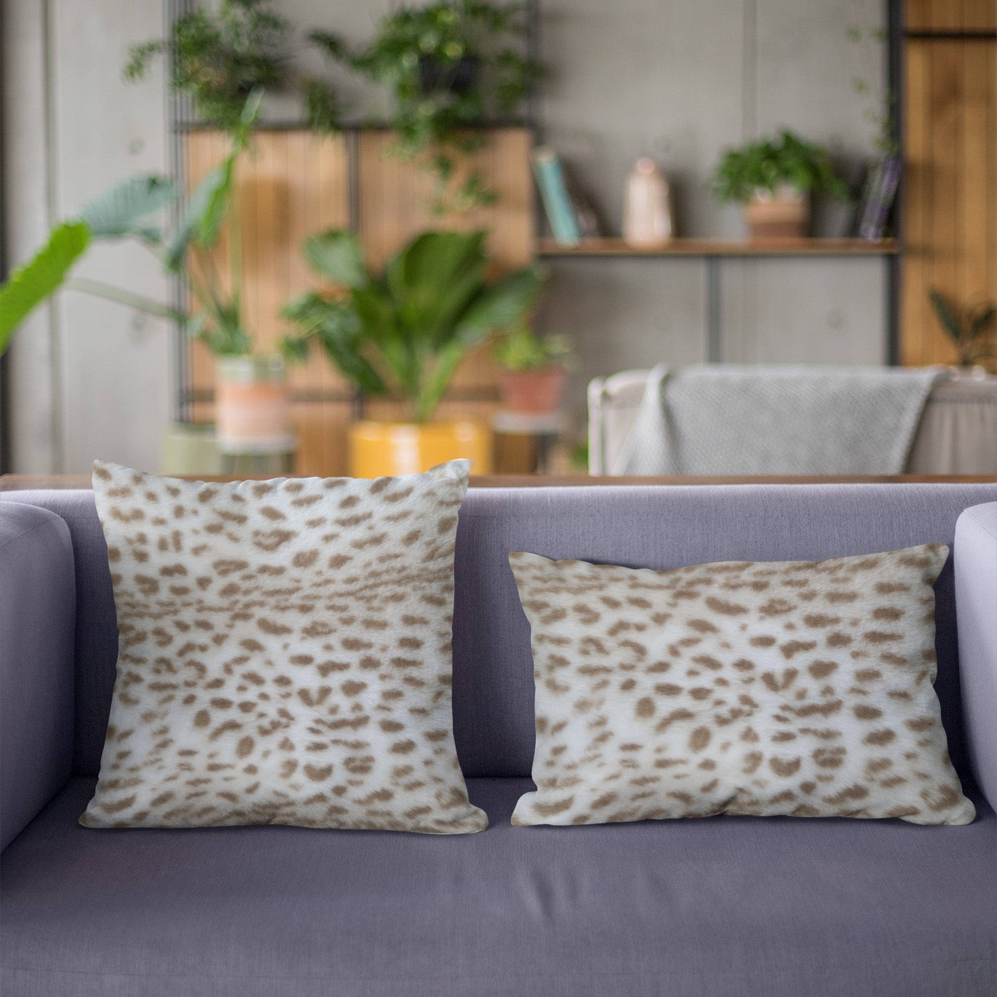 Plutus Brown Taupe Savannah Cat Faux Fur Luxury Throw Pillow showcasing plush texture and elegant design.