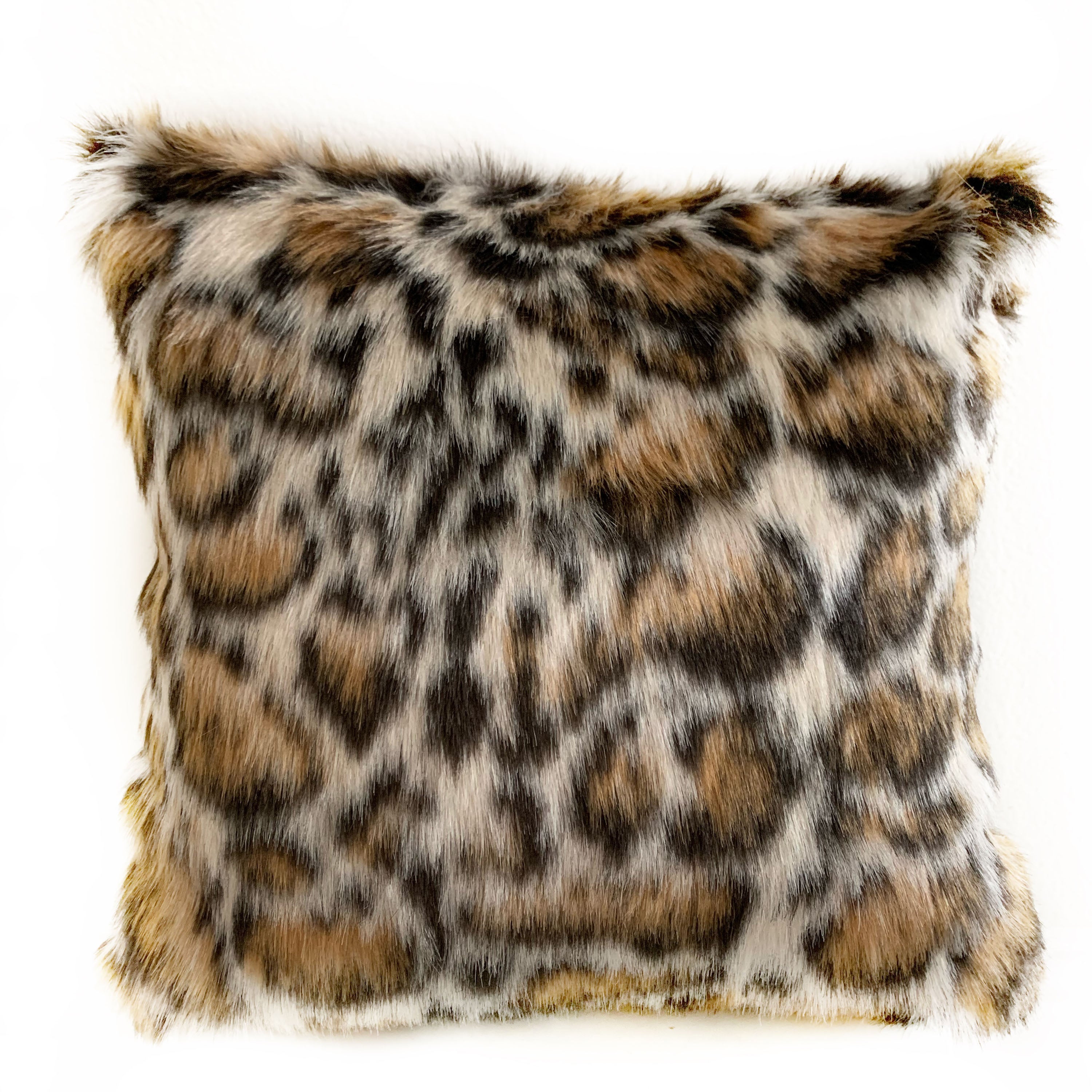 Plutus Brown Tiger Animal Faux Fur Luxury Throw Pillow featuring a trendy tiger pattern and luxurious texture, perfect for home decor.