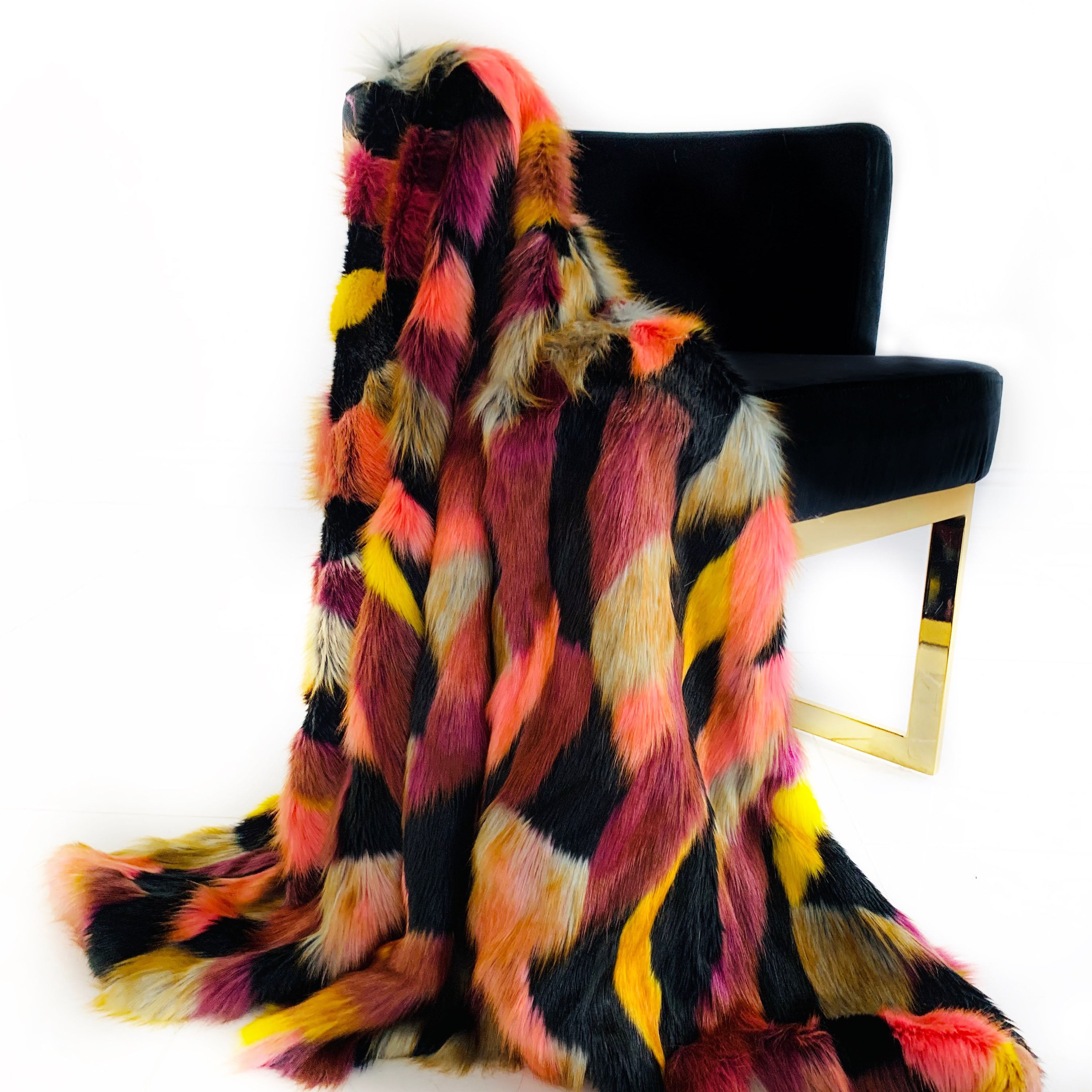 Plutus Burgundy, Black Exotic Parrot Faux Fur Luxury Throw Blanket showcasing vibrant colors and plush texture, perfect for stylish home decor.