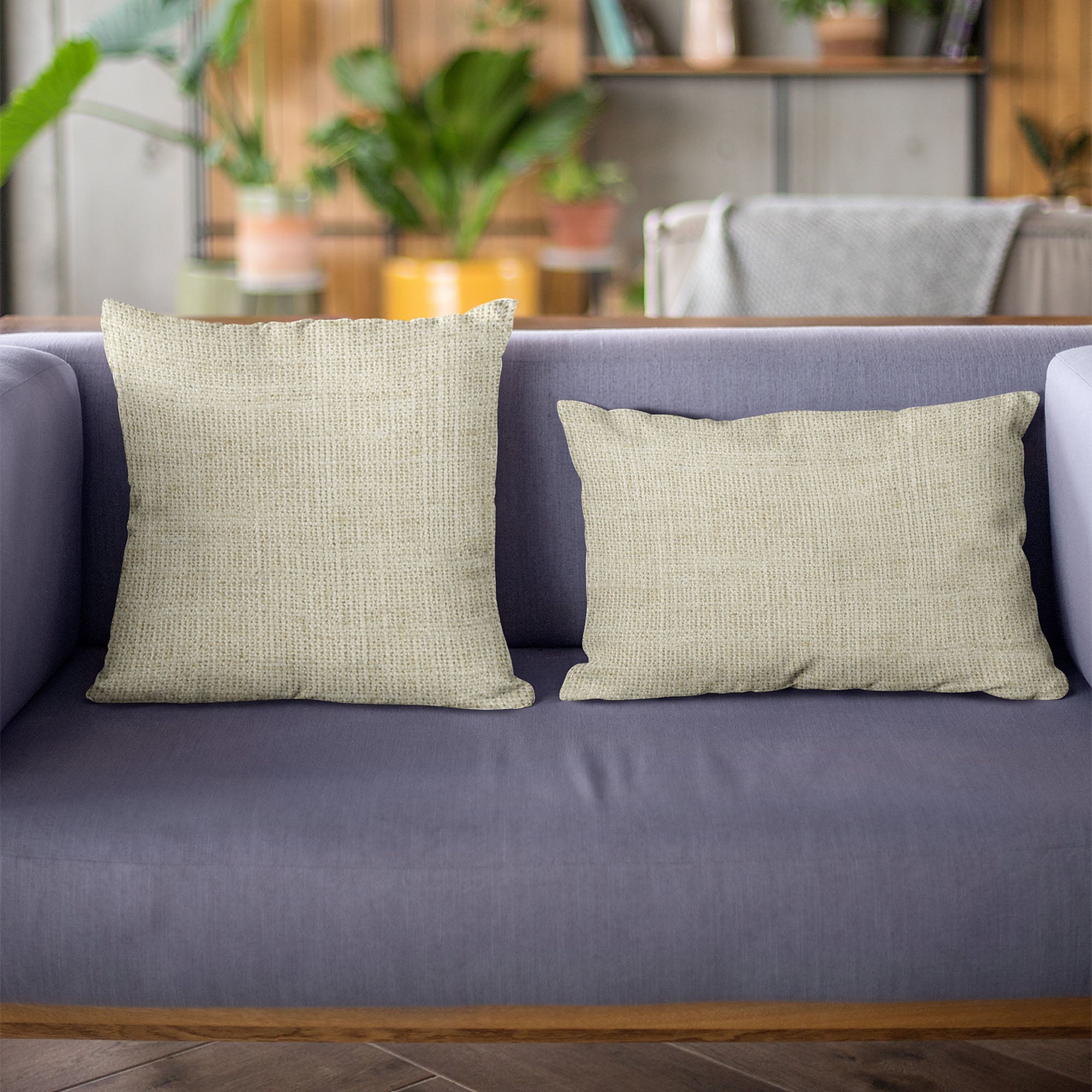 Plutus Flax Wall Textured Solid Luxury Throw Pillow featuring an open weave design in a soft flax color, showcasing its luxurious texture and quality craftsmanship.