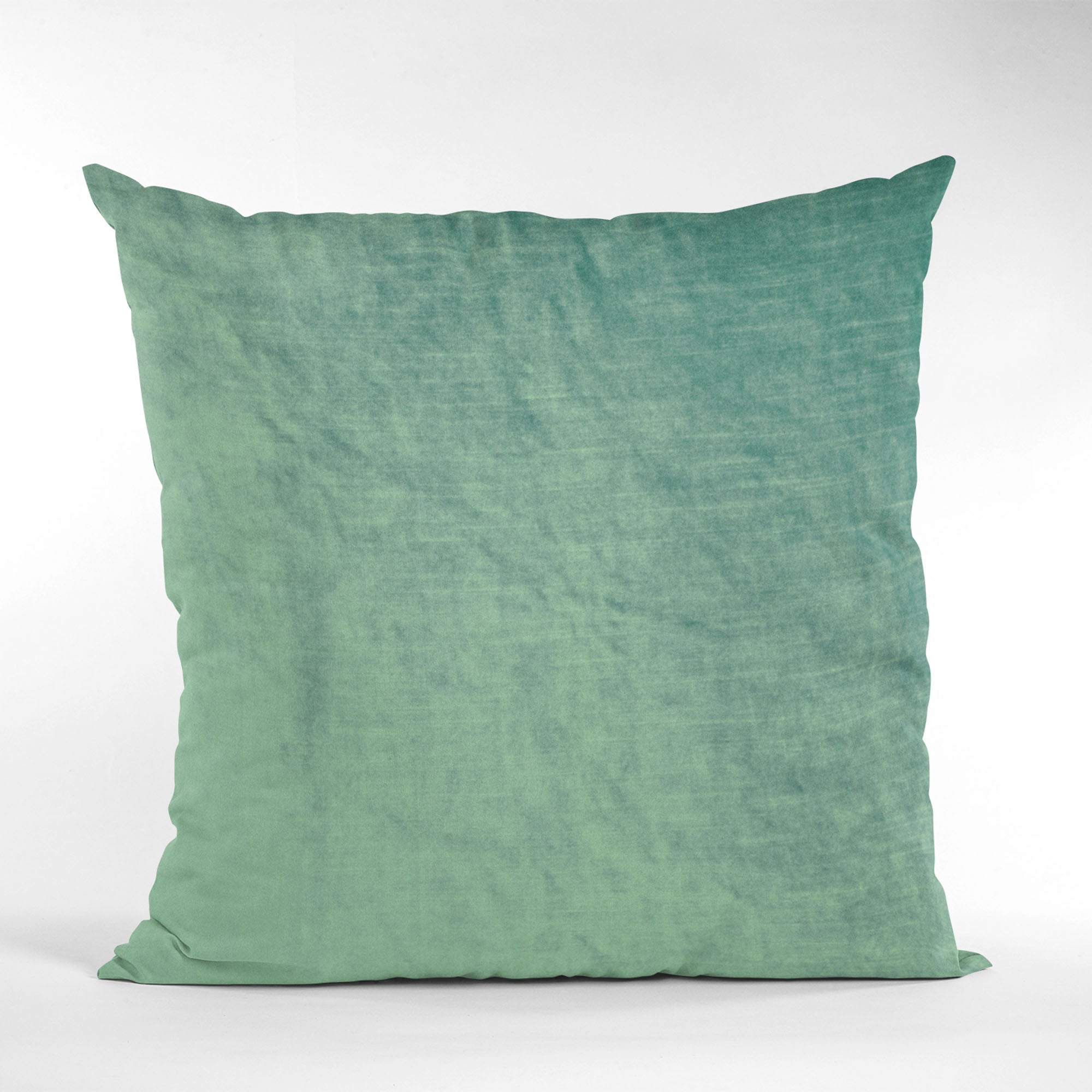 Plutus Glacier Lux Velvet Shiny Velvet Luxury Throw Pillow in glacier color, showcasing its shiny texture and elegant design.