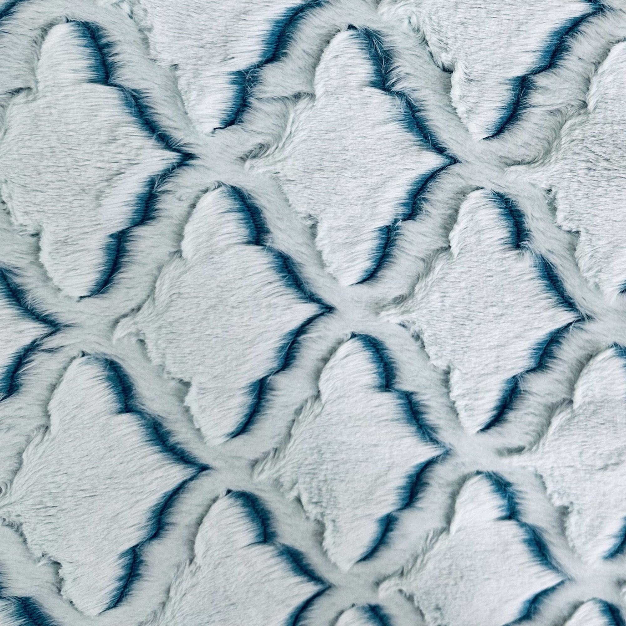 Plutus Light Blue Diamond Animal Faux Fur Luxury Throw Pillow showcasing plush texture and elegant diamond pattern.