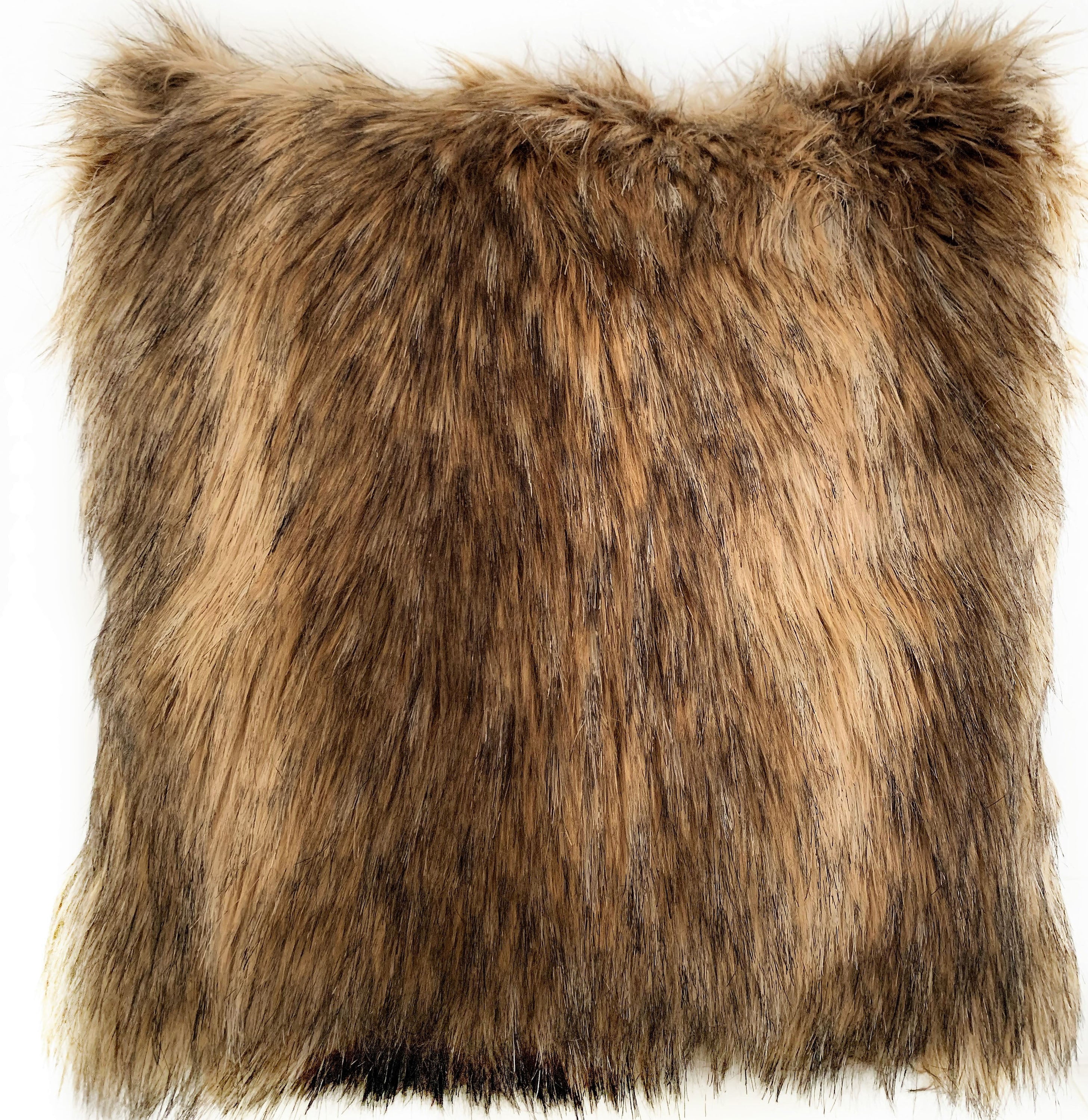 Plutus Light & Dark Brown Mountain Coyote Faux Fur Luxury Throw showcasing its soft texture and elegant design, perfect for home decor.