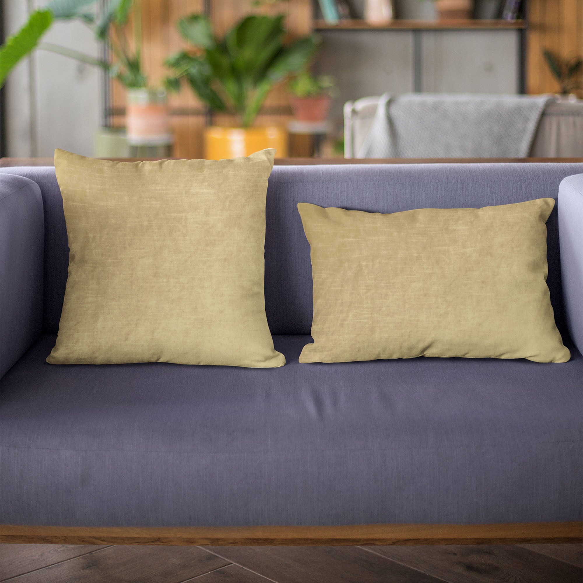 Plutus Oyster Lux Velvet Shiny Velvet Luxury Throw Pillow in elegant oyster color, showcasing its shiny texture and double-sided design.