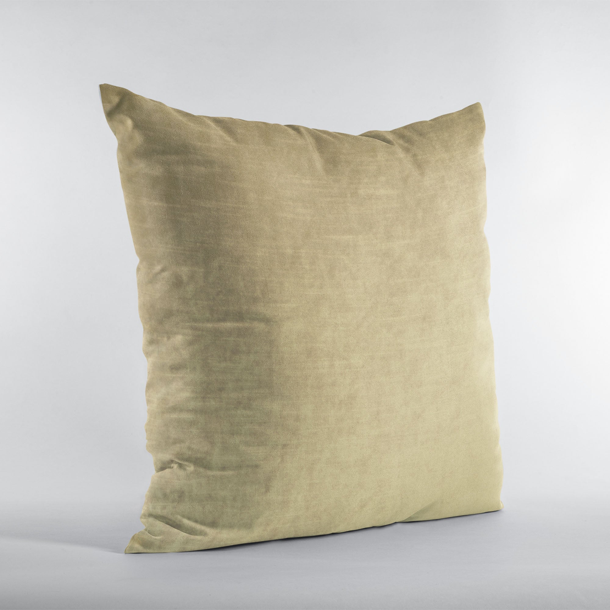 Plutus Oyster Lux Velvet Shiny Velvet Luxury Throw Pillow in elegant oyster color, showcasing its shiny texture and double-sided design.