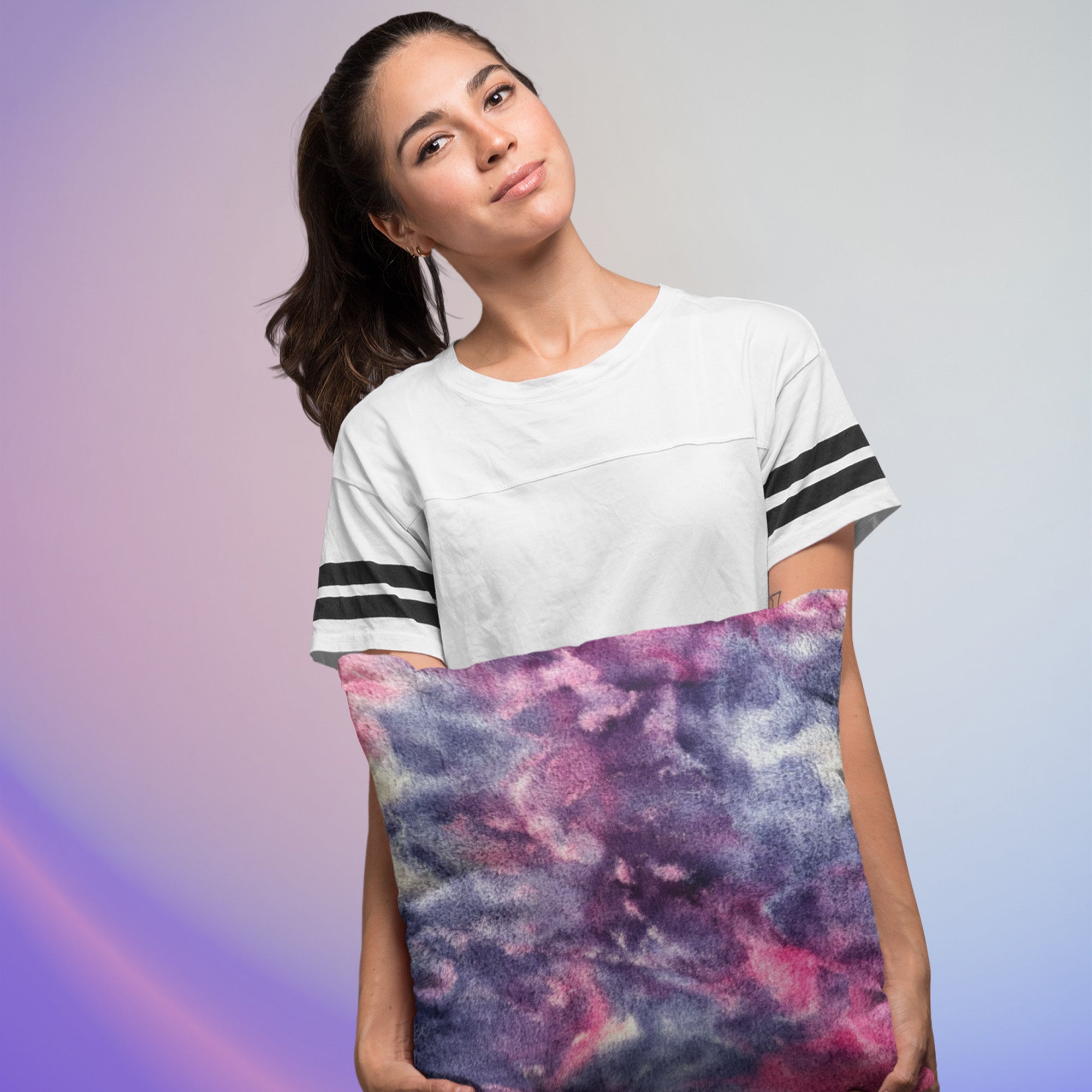 Plutus Purple Pink Fureal Animal Faux Fur Luxury Throw Pillow showcasing its vibrant color and luxurious faux fur texture, perfect for home decor.