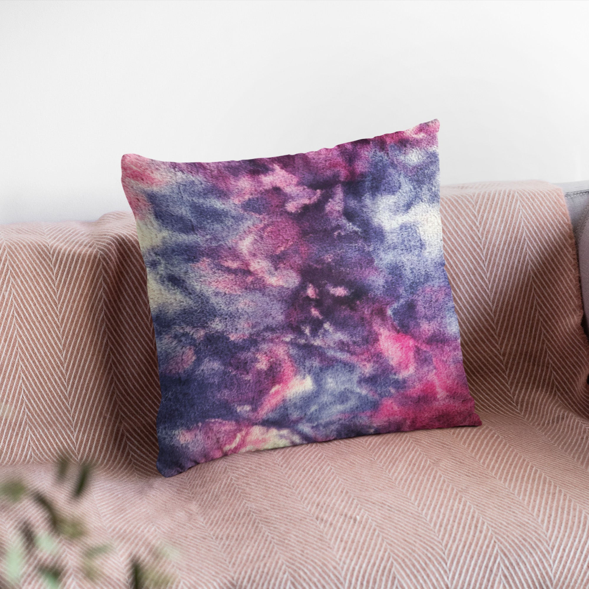 Plutus Purple Pink Fureal Animal Faux Fur Luxury Throw Pillow showcasing its vibrant color and luxurious faux fur texture, perfect for home decor.