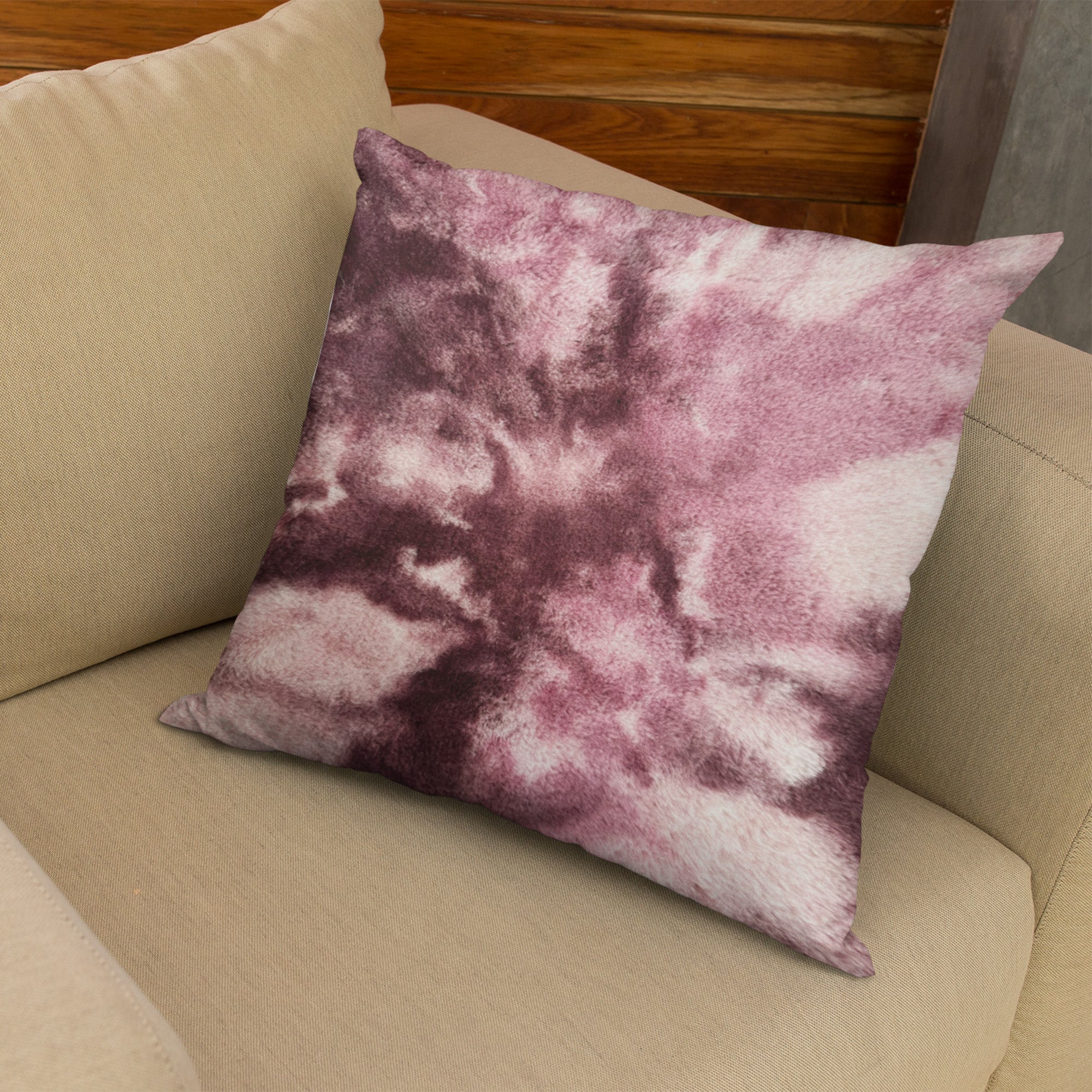 Plutus Rose Fureal Animal Faux Fur Luxury Throw Pillow showcasing soft rose faux fur with an invisible zipper and double-sided design.