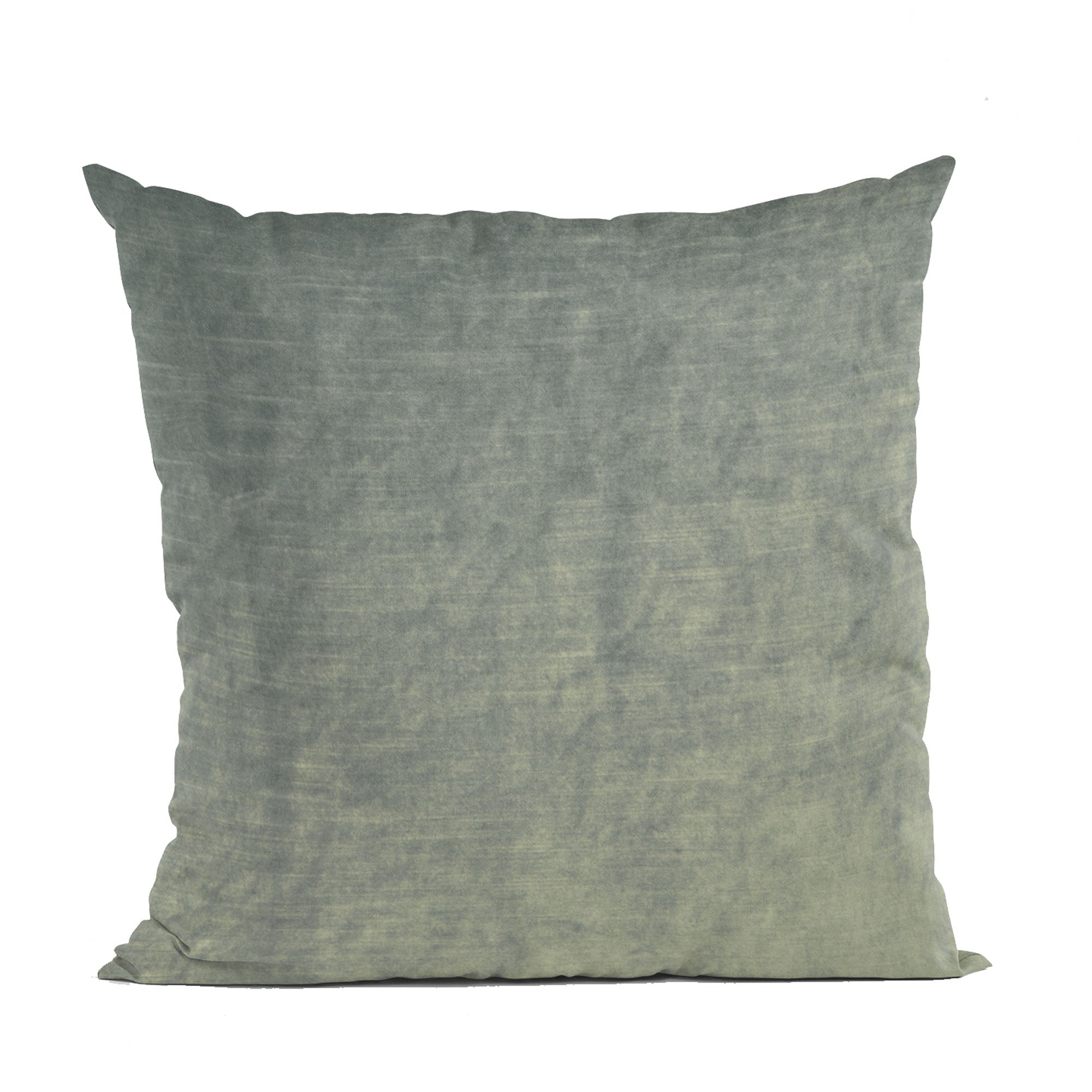 Plutus Sterling Lux Velvet Luxury Throw Pillow in shiny velvet fabric, showcasing its elegant sterling color and invisible zipper closure.