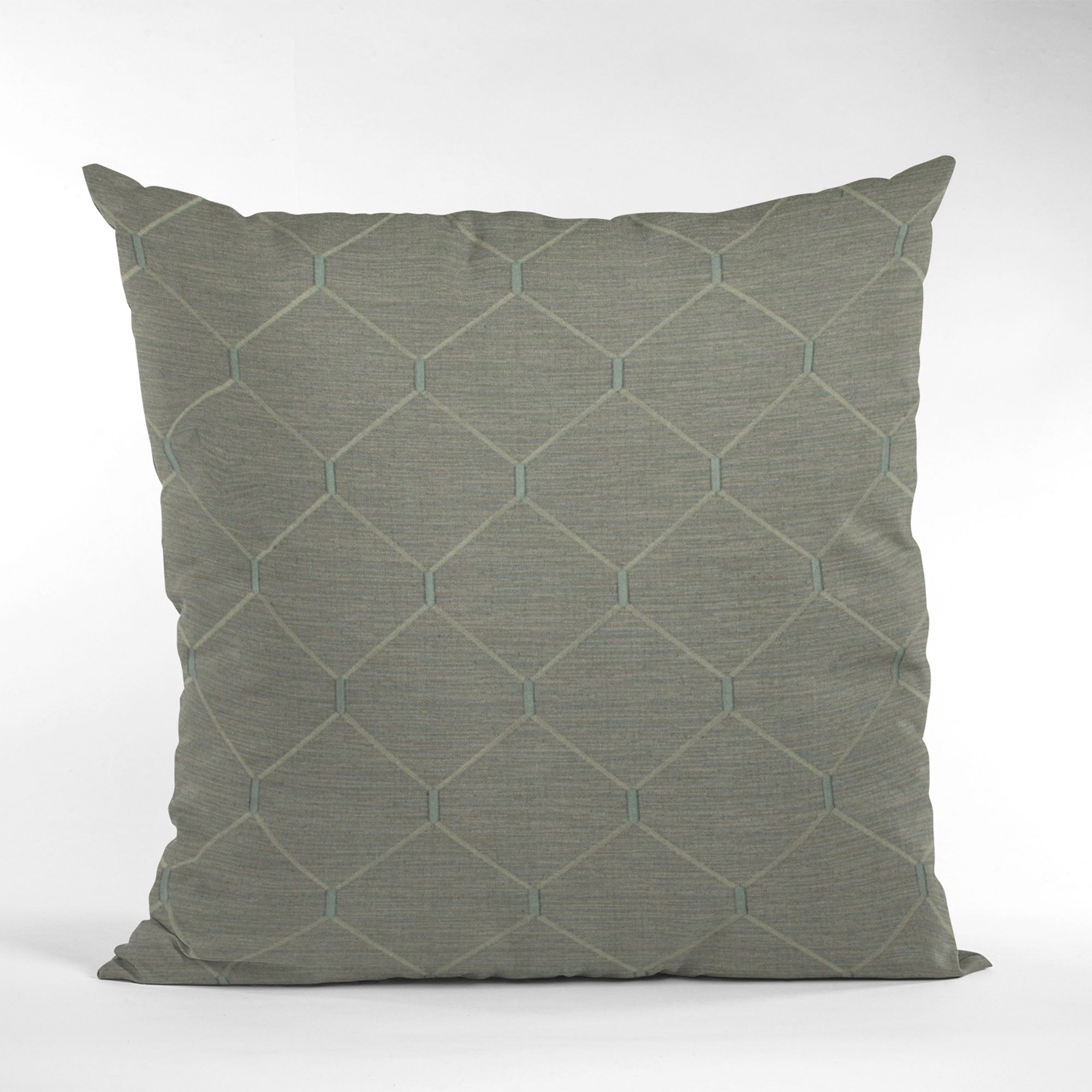 Plutus Urban Grey Kona Embroidery luxury throw pillow showcasing intricate embroidery and a modern design, perfect for home decor.