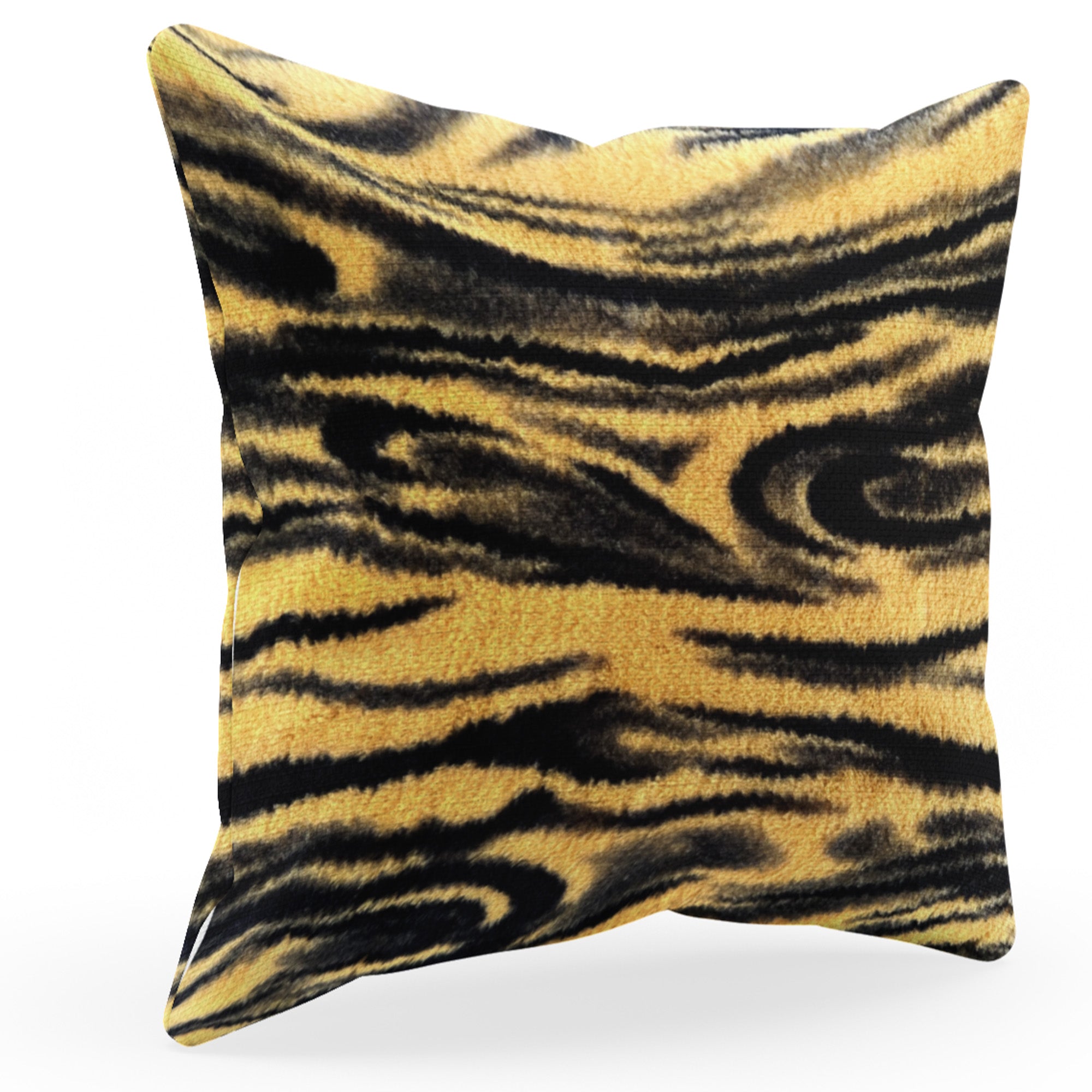 Plutus Yellow Galaxy Animal Faux Fur Luxury Throw Pillow showcasing vibrant yellow color and soft faux fur texture, perfect for home decor.