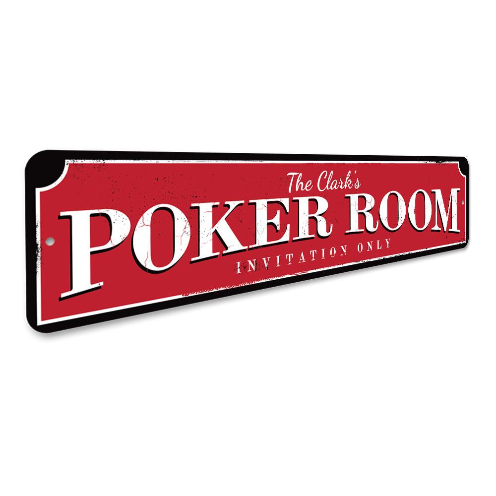 Customizable Poker Room Sign made from high-quality aluminum, featuring pre-drilled holes for easy mounting.