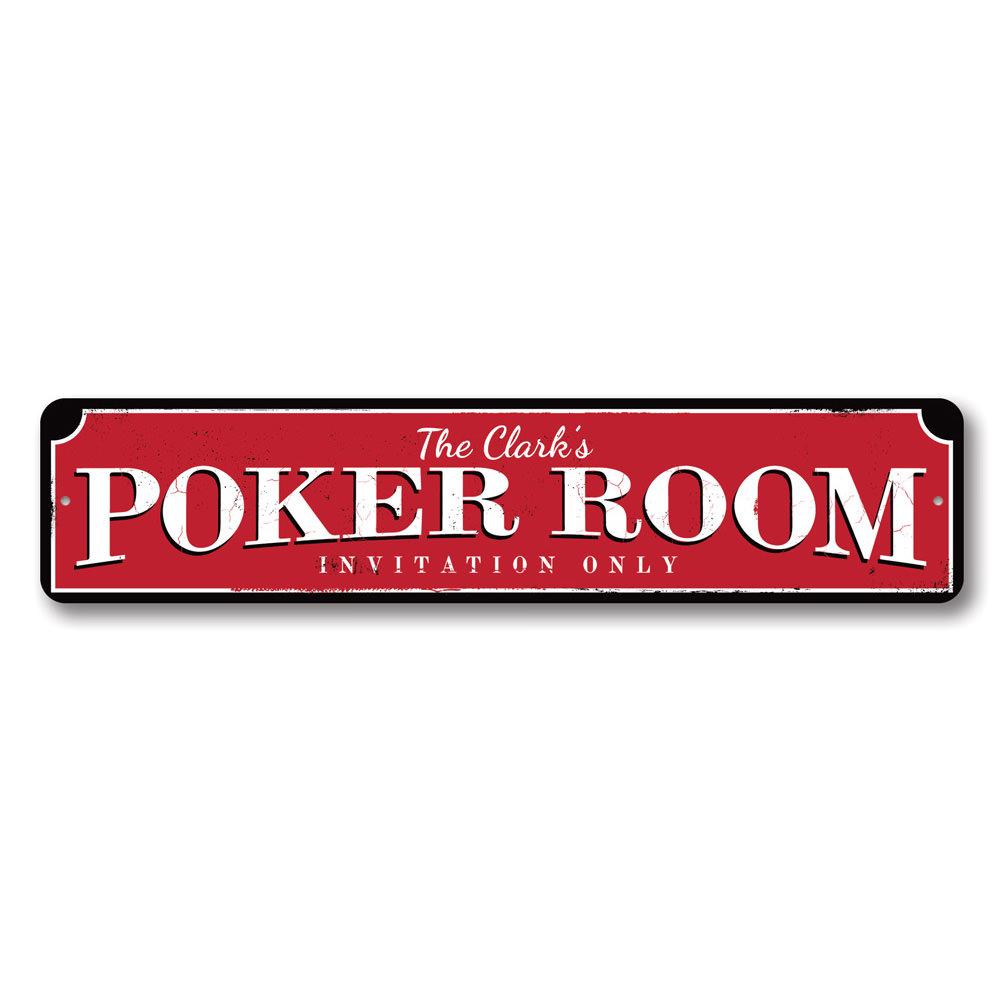 Customizable Poker Room Sign made from high-quality aluminum, featuring pre-drilled holes for easy mounting.